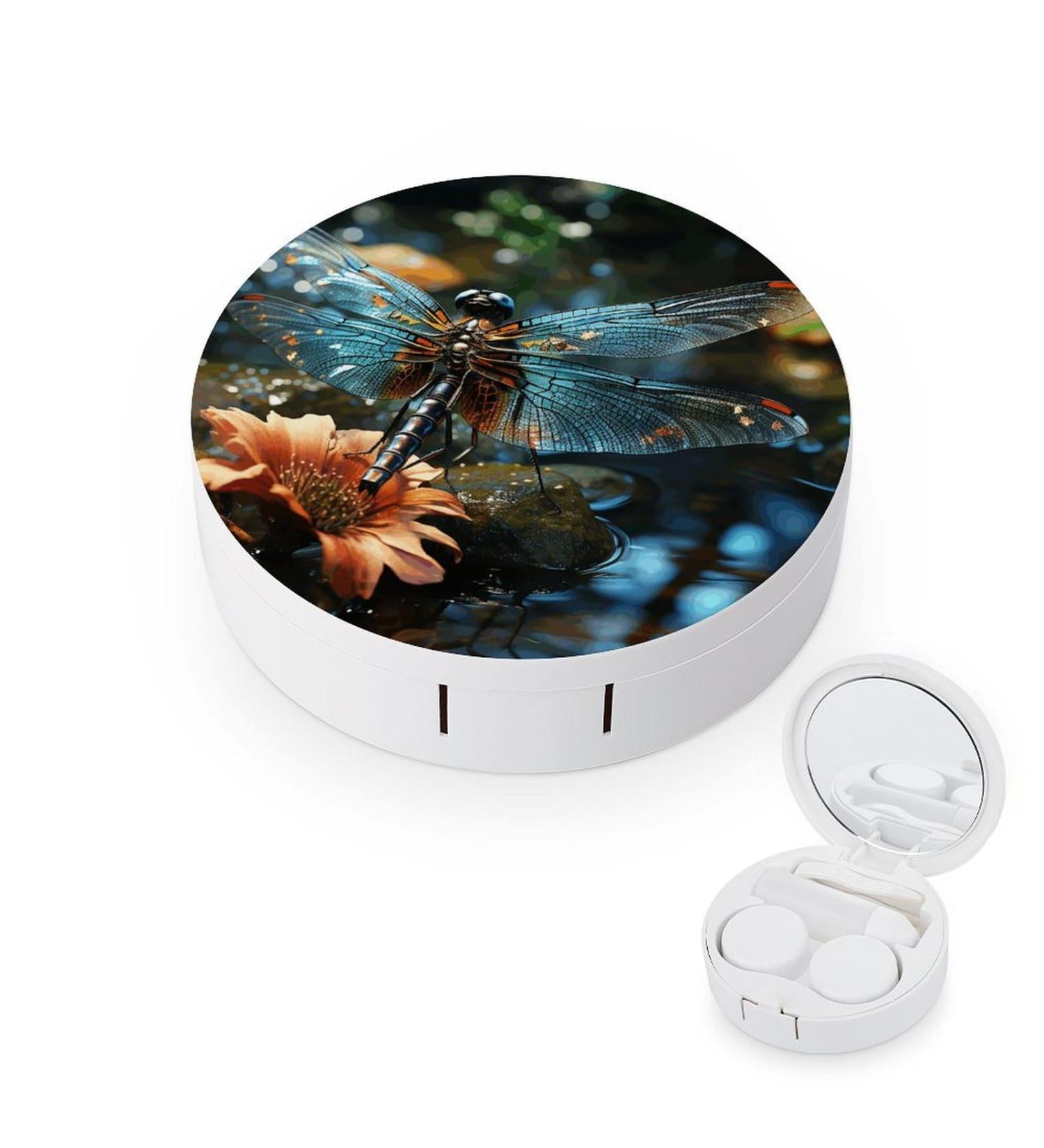 Dragonfly Flying on The Pond Contact Lens Case - Stylish Travel & Care Box for Your Lenses - Buy Online on GoSupps.com