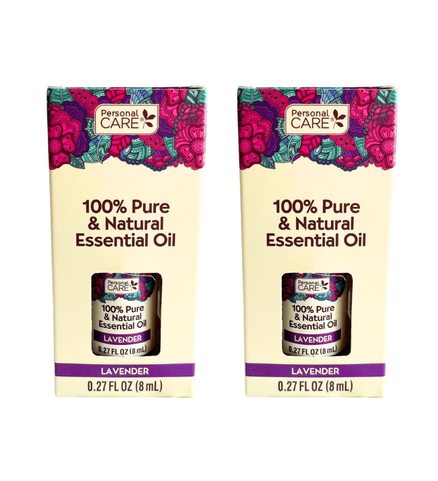 Personal Care Pure Lavender Essential Oil 0.27 Fl Oz (2 Count) 100% Natural for Relaxation and Massge
