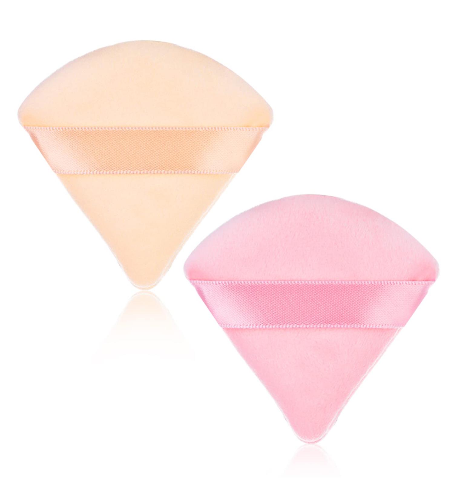 Molain 2 Pieces Triangle Velvet Powder Puff Set for Face & Body Makeup - Nude&Pink - Buy Online on GoSupps.com