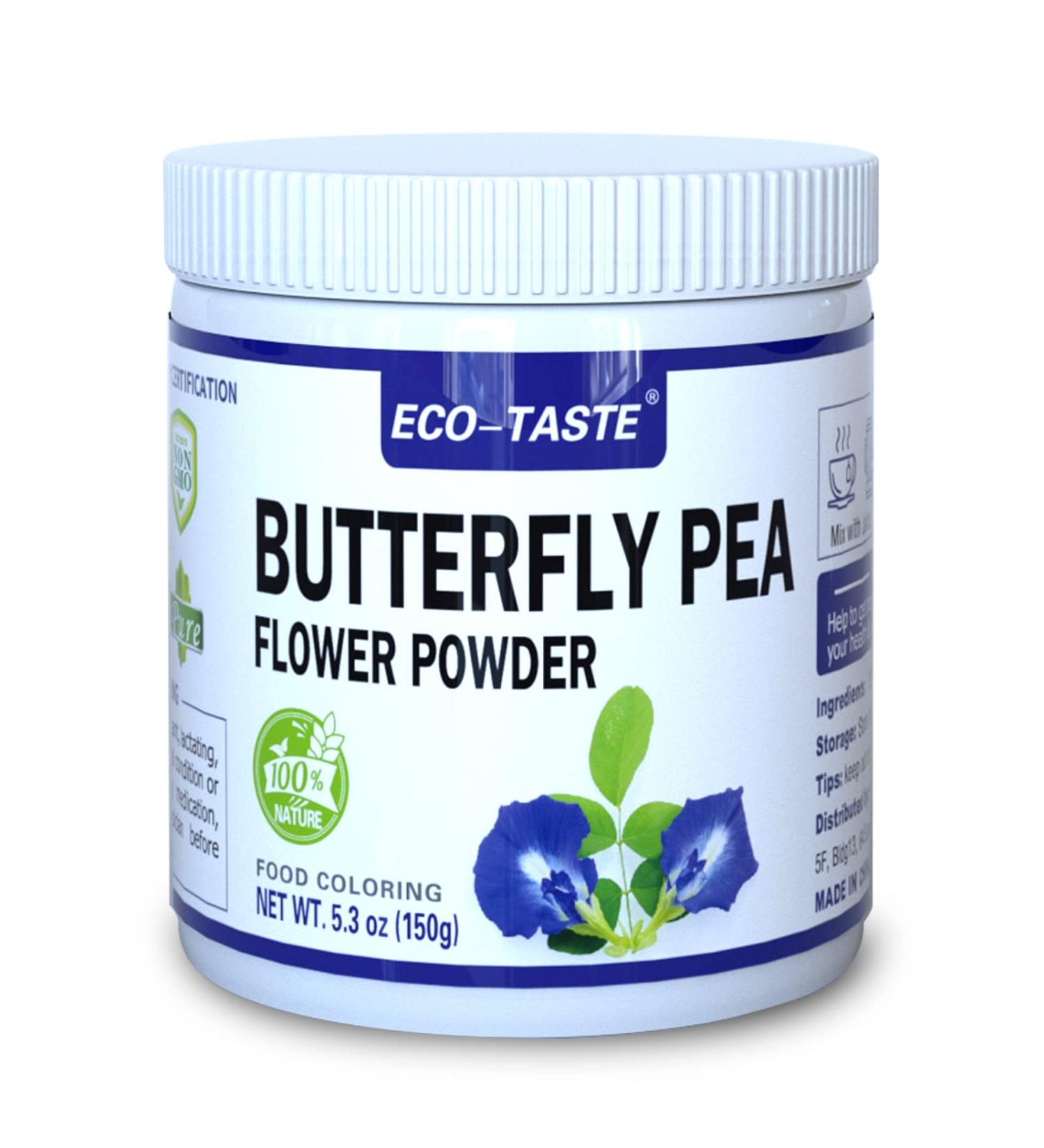 Organic Butterfly Pea Flower Powder 5.3oz (150g) - 100% Pure for Tea, Smoothies, Ice Cream & Food - Buy Online on GoSupps.com