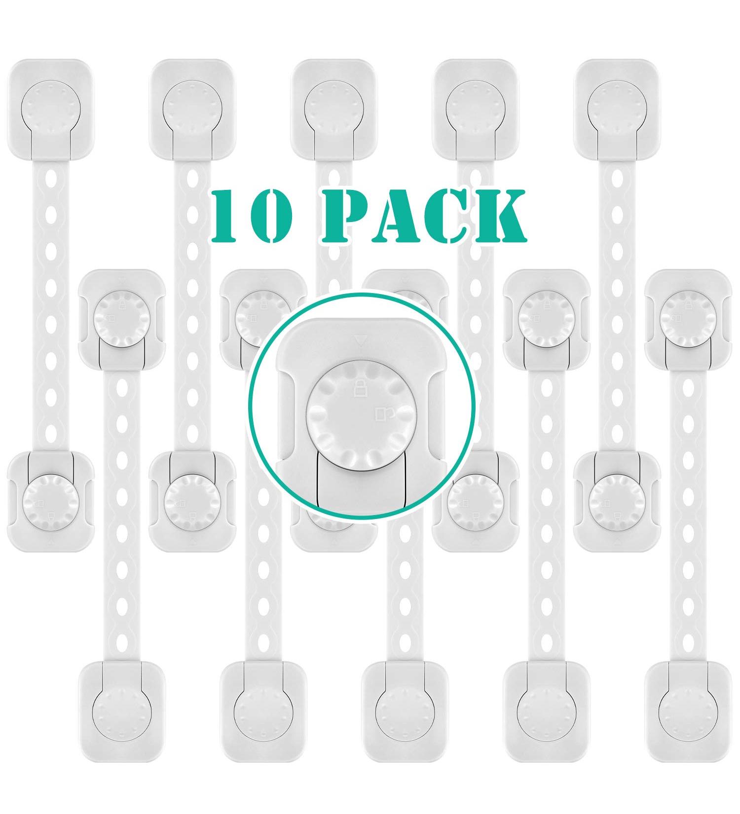 Betertek Cabinet Locks Child Safety Refrigerator Lock Drawer Locks Baby Proof Fridge Lock Kids Safety Latches Strap Locks (10 pack) for Dresser  Toilet Seat  Oven  Dishwasher  with Extra Adhesive - Buy Online on GoSupps.com