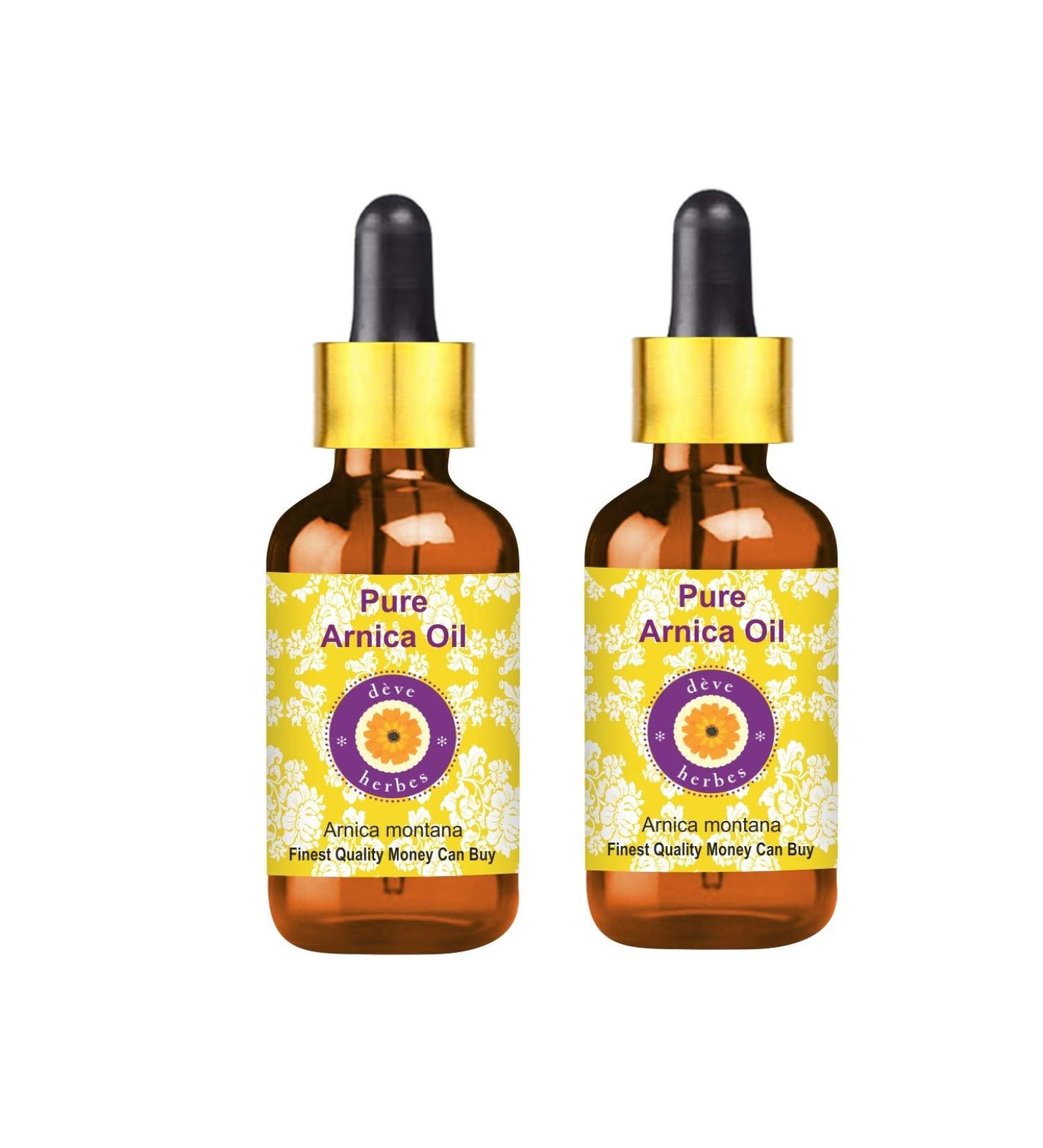 Pure Arnica Oil (Arnica Montana) - Therapeutic Quality - 100ml x 2 - Natural Healing - With Glass Droppers - International Shipping Available - Buy Online on GoSupps.com