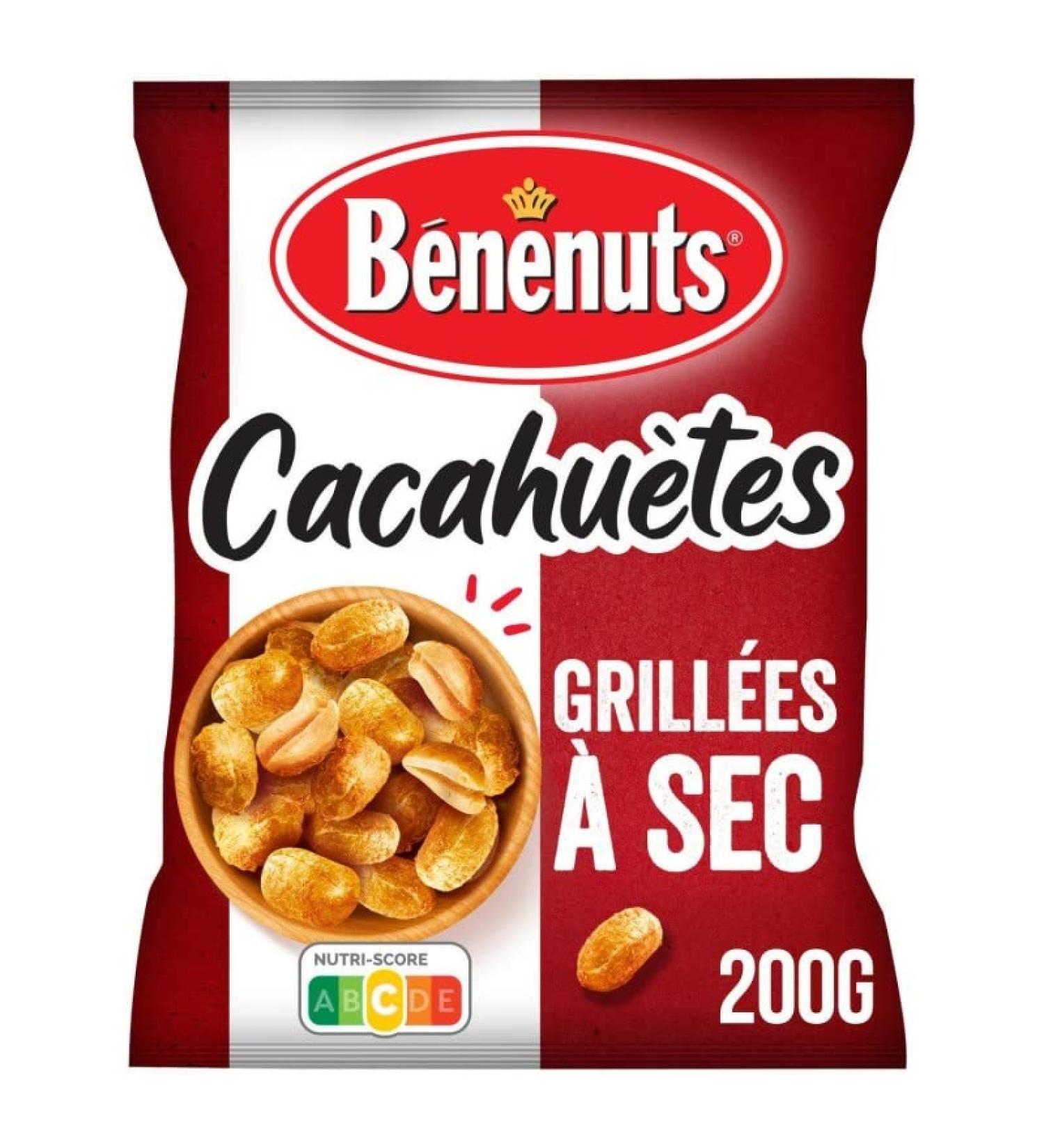 BENENUTS - Cacahu tes Grill es Sec 200G - Saveur intense et croustillante - Id al pour l'ap ritif - Sachet refermable de 200g. - Lot De 4 - Vendu Par Lot
