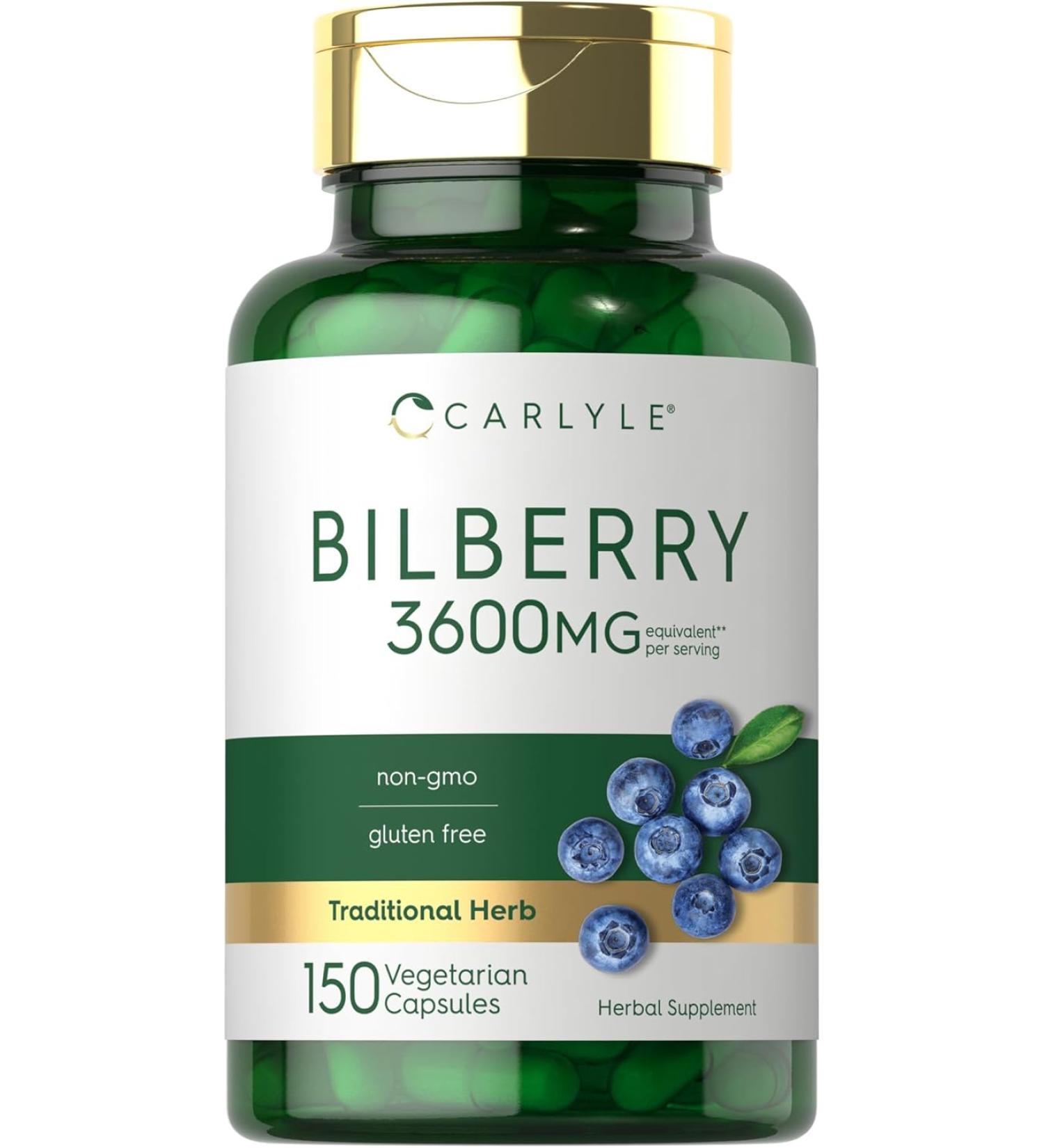 Carlyle Bilberry Extract 3600 mg Non GMO Gluten Free Fruit Supplement 150 Vegetarian Capsules - Buy Online on GoSupps.com