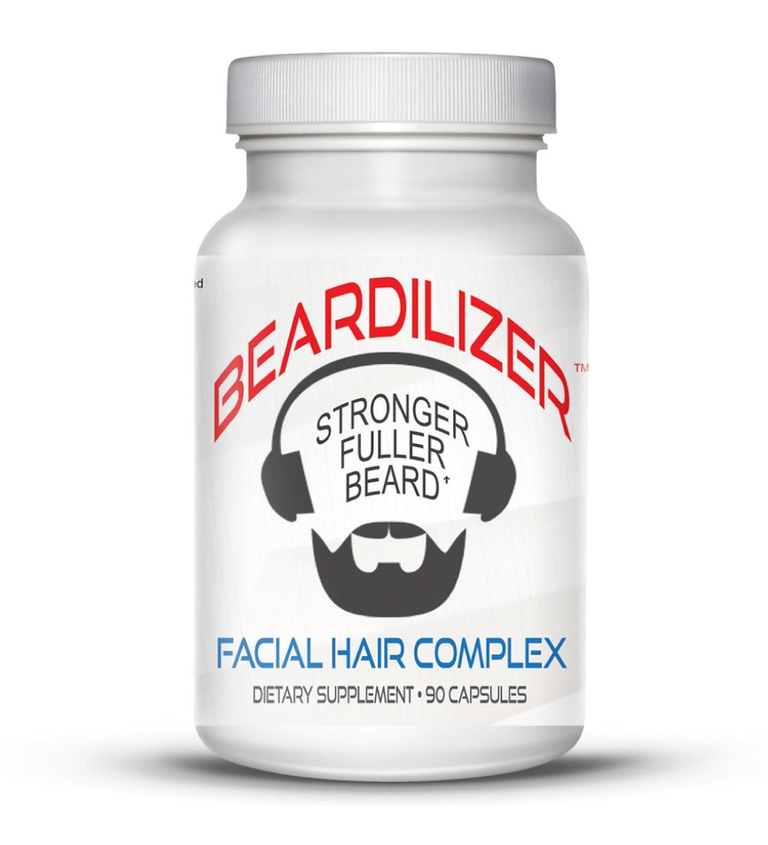 Beardilizer Facial Hair and Beard Growth Complex for Men - 90 Capsules | Powerful Nutrients Blend - Buy Online on GoSupps.com
