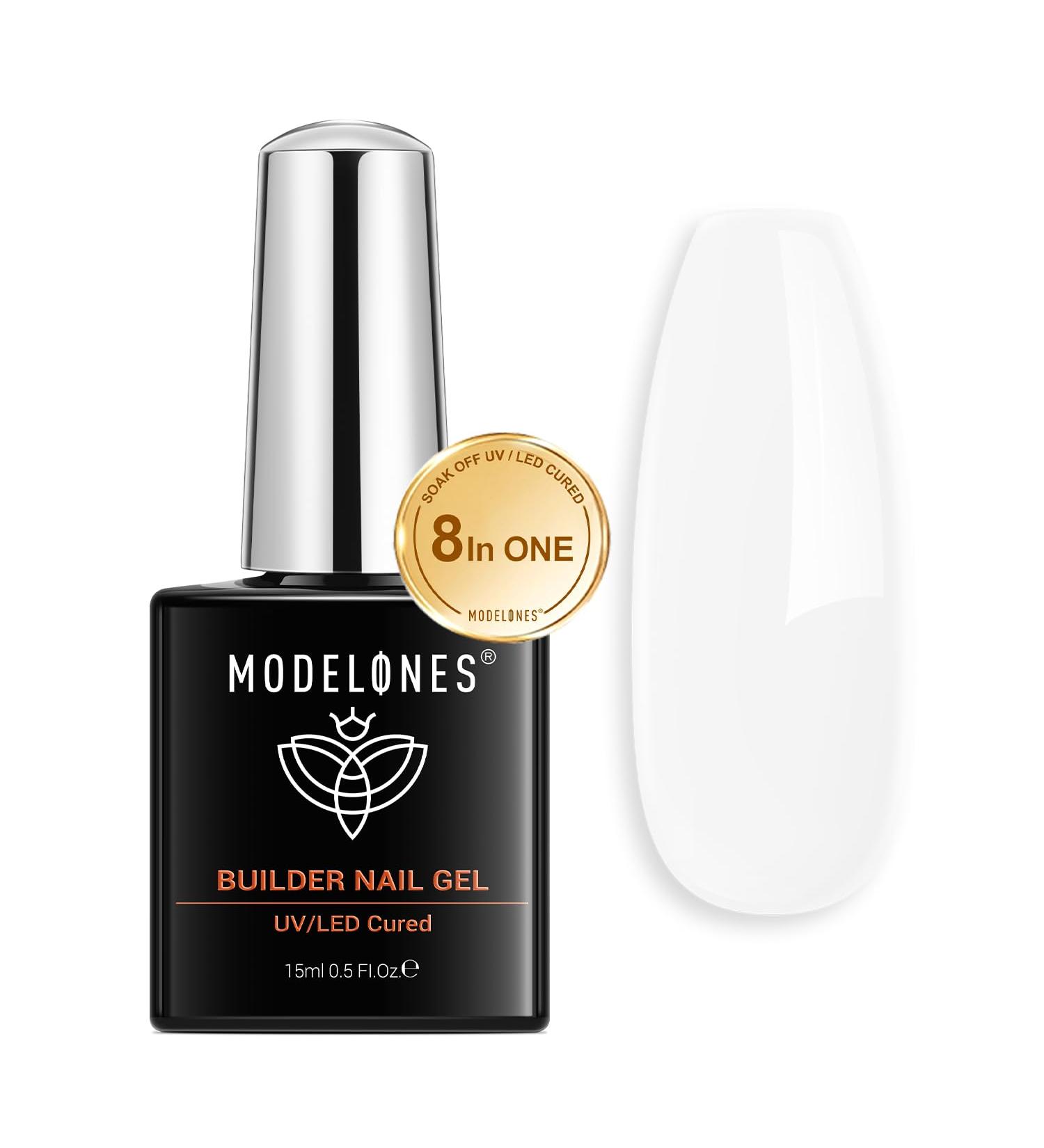 Modelones Milky White Builder Gel - 8-in-1 Nail Strengthener & LED Hard Gel - 15ML Bottle - Gift for Women - Buy Online on GoSupps.com