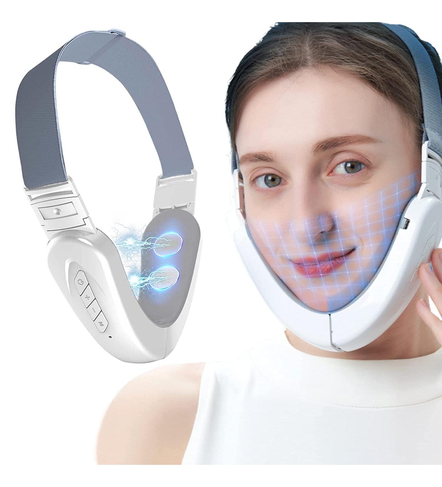 Machine de r duction de double menton ceinture de beaut lectrique for dispositif de levage du visage en V masseur de mise en forme du visage intelligent portable avec lumi re bleue /697 (Color : White - Buy Online on GoSupps.com