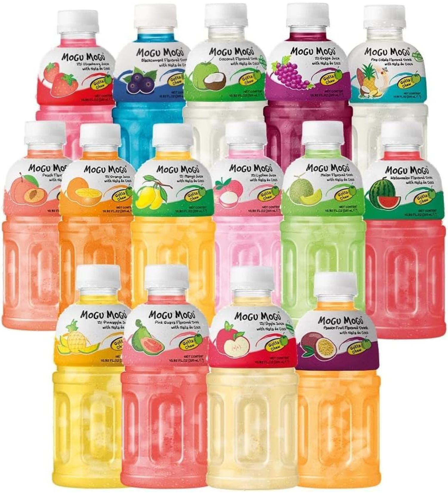 Veenas Mogu Mogu Varied Flavored Drinks Jelly Texture NATA De Coco Juice Refreshing Taste Gluten Free Fun Drinking During Hot Summers Or Take Them on Picnic & Trips 320ml (Any Random 8) 2560.0 grams - Buy Online on GoSupps.com