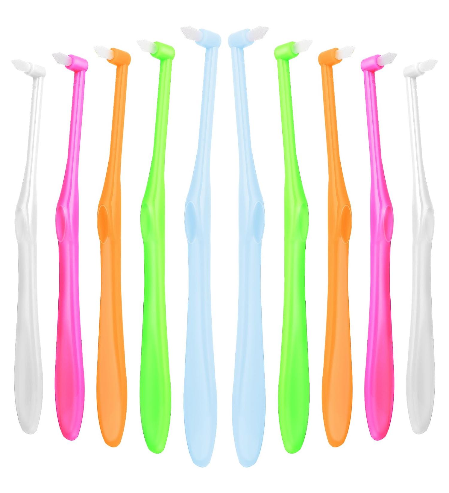 Ouligay 10pcs Tuft Toothbrush Set - Compact Interdental & Orthodontic Braces Cleaning Brushes - Multicolor - Pack of 10 - Buy Online on GoSupps.com