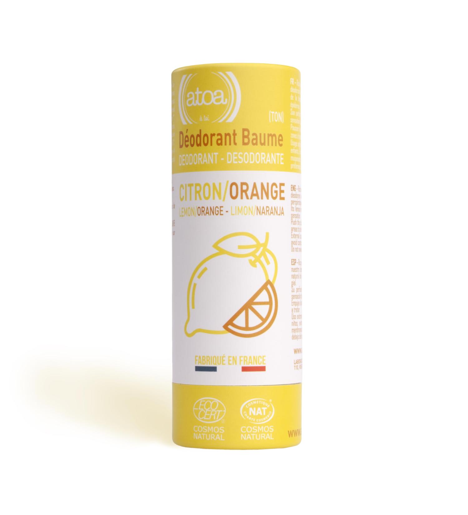 Atoa deodorant Balm Lemon-Orange 100g/3.5fl.oz | 100% natural ingredients | zero-waste | Made in France
