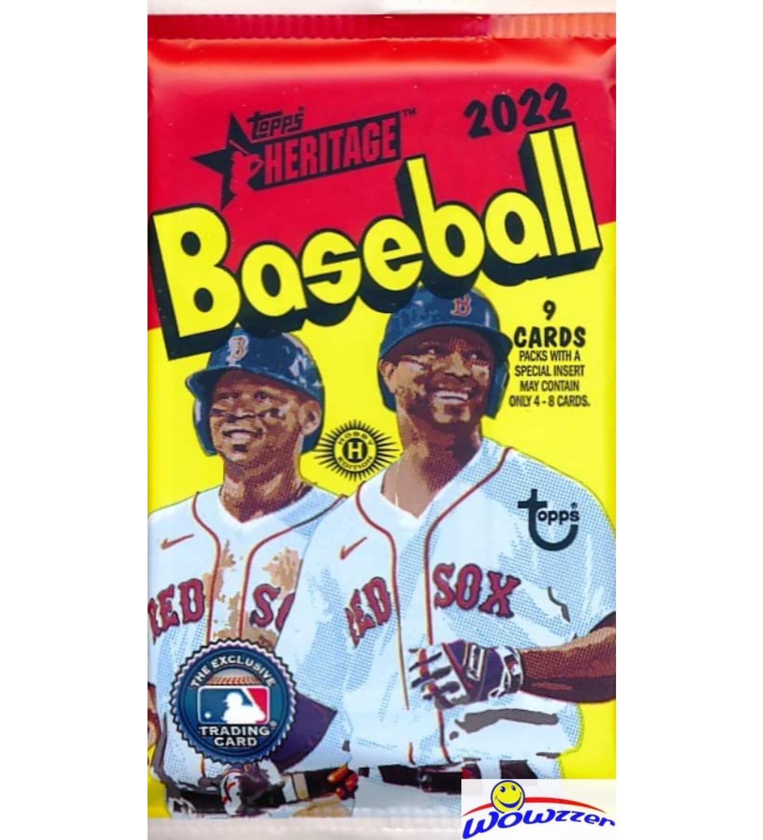 2022 Topps Heritage MLB Baseball Factory Sealed HOBBY Pack with 9 Cards! Look for Real One Autographs, Relics, Parallels, Inserts & More! Look for Rookie Cards & Autos of Wander Franco! WOWZZER!
