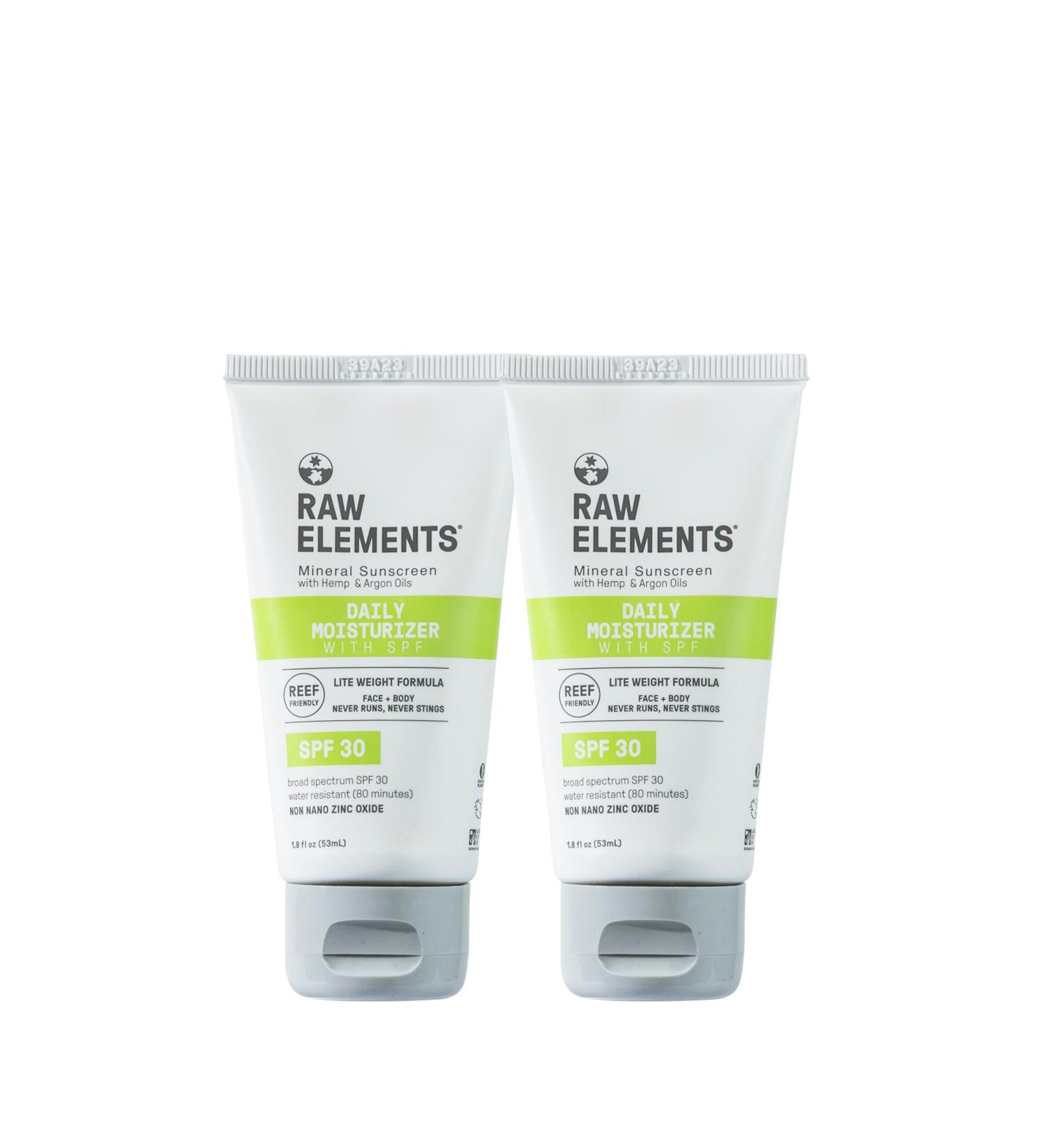 Raw Elements Daily Lifestyle Moisturizer Bio-Resin Tube - SPF 30 UVA-UVB Protection Non-Nano Zinc Reef-Safe Water Resistant 1.8 oz 2PK - Buy Online on GoSupps.com