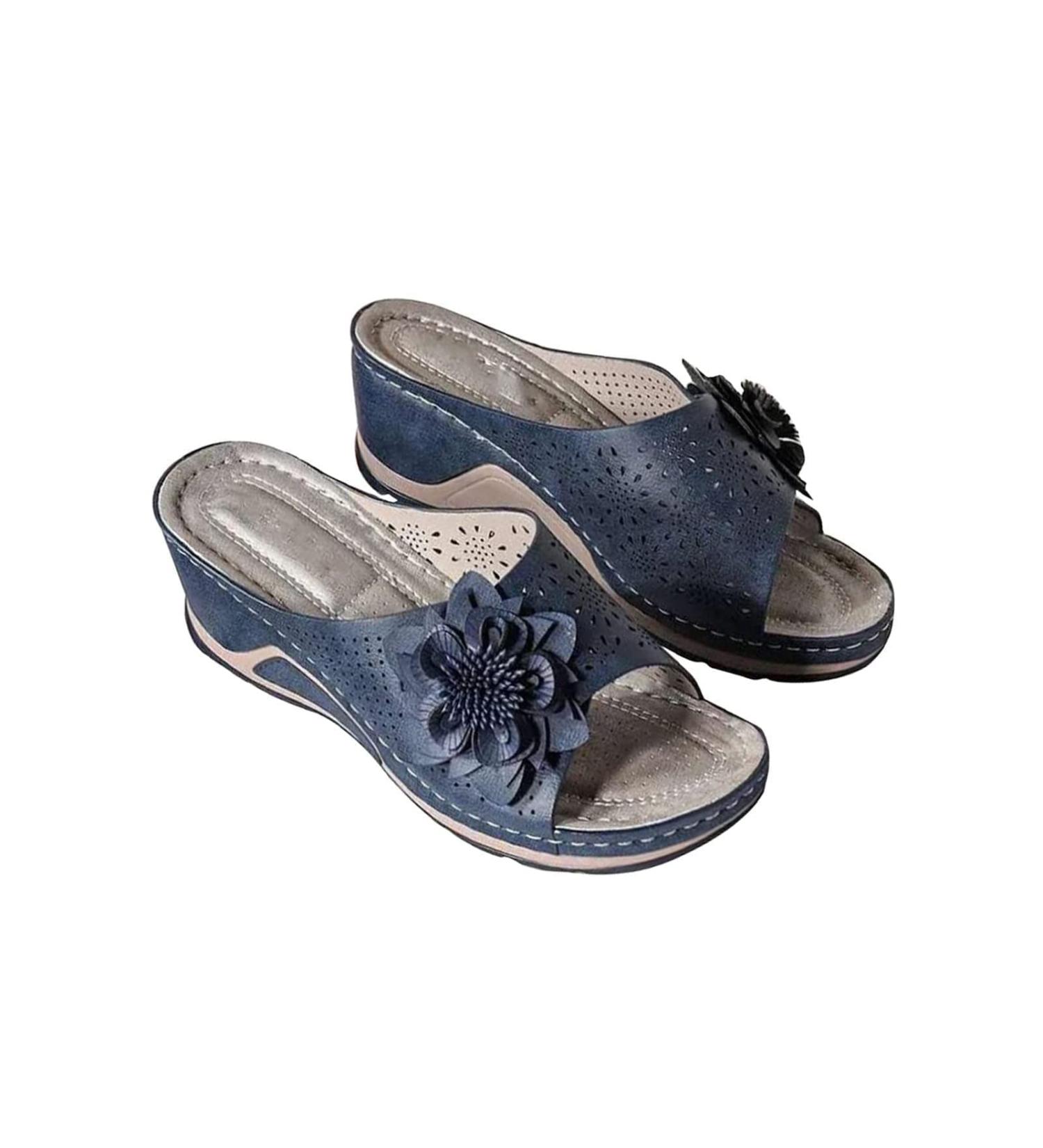 YTINGNICE 3D Floral Cutout Orthopedic Arch Support Sandals - Blue US 9.5 - Buy Online on GoSupps.com