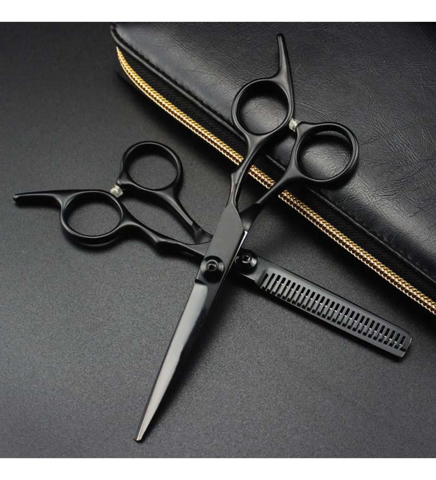 Hair Cutting Scissors 6 Inch Professional Japan Steel Black Screw Hair Cutting Scissors Haircut Thinning Barber Haircutting Shears Hairdressing Scissors Set - Buy Online on GoSupps.com
