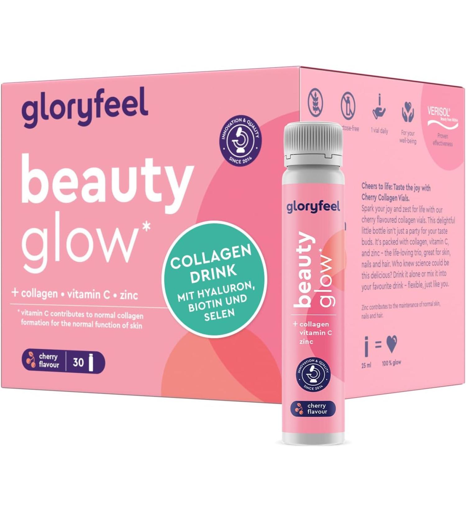 gloryfeel Collagen Drinking Ampoules Beauty 2500 mg - Cherry - 30 Ampoules - Buy Online on GoSupps.com