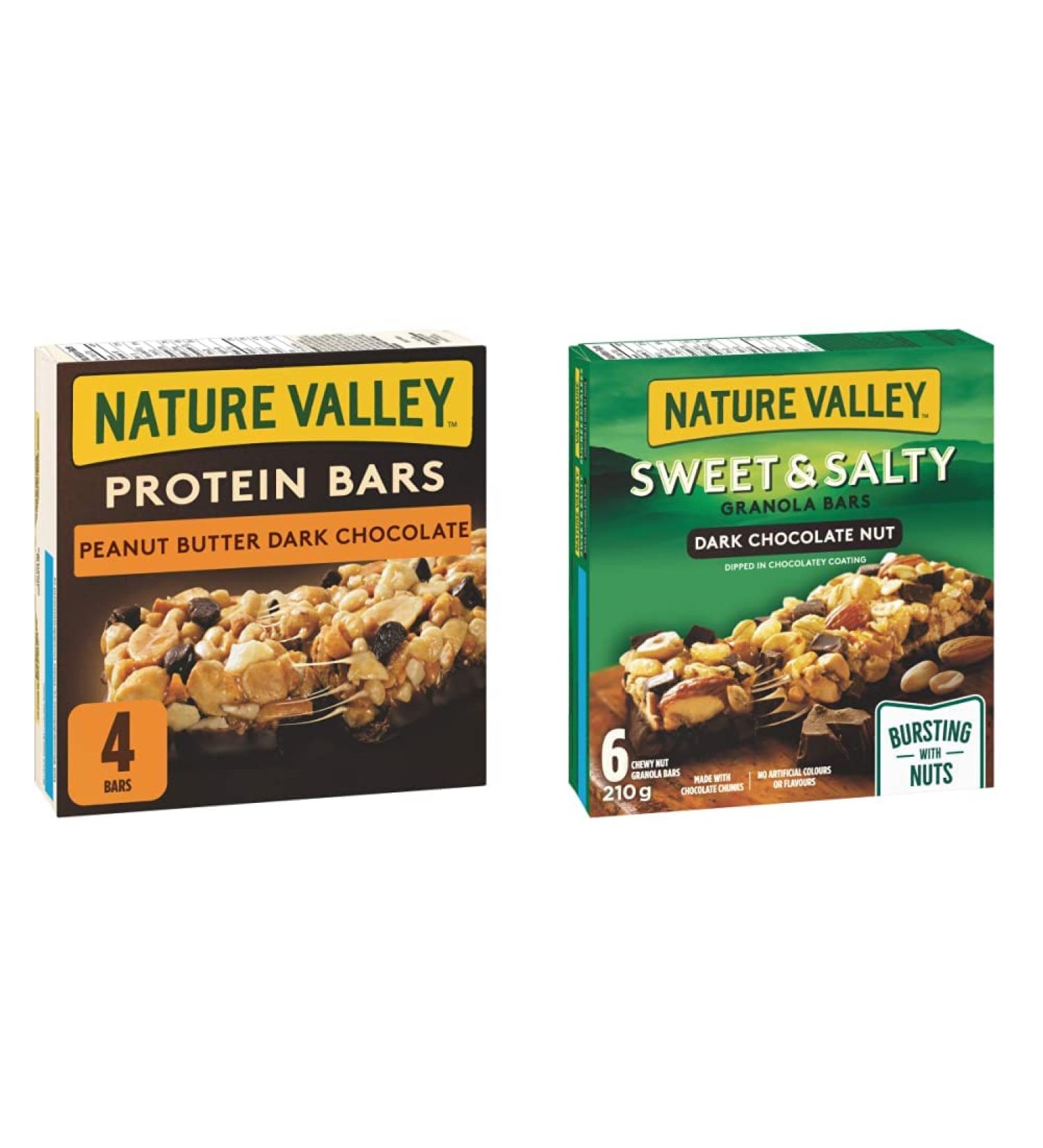 NATURE VALLEY Protein Bars Peanut Butter Dark Chocolate 4-Count 148 Gram & Sweet & Salty Dark Chocolate Nut Granola Bars 6 Count - Buy Online on GoSupps.com