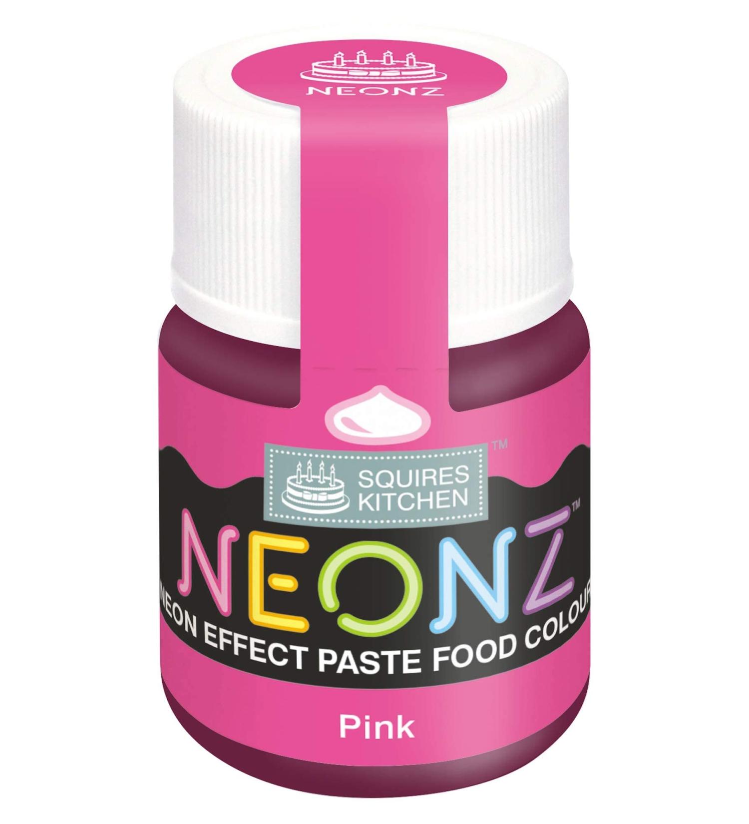 Squires Kitchen NEONZ Neon Effect Pink Food Colouring Paste Concentrated Food Colour for Use with Sugarpaste Icing Fondant Modelling Paste Buttercream Royal Icing Cake Mixes and More - 20g - Buy Online on GoSupps.com