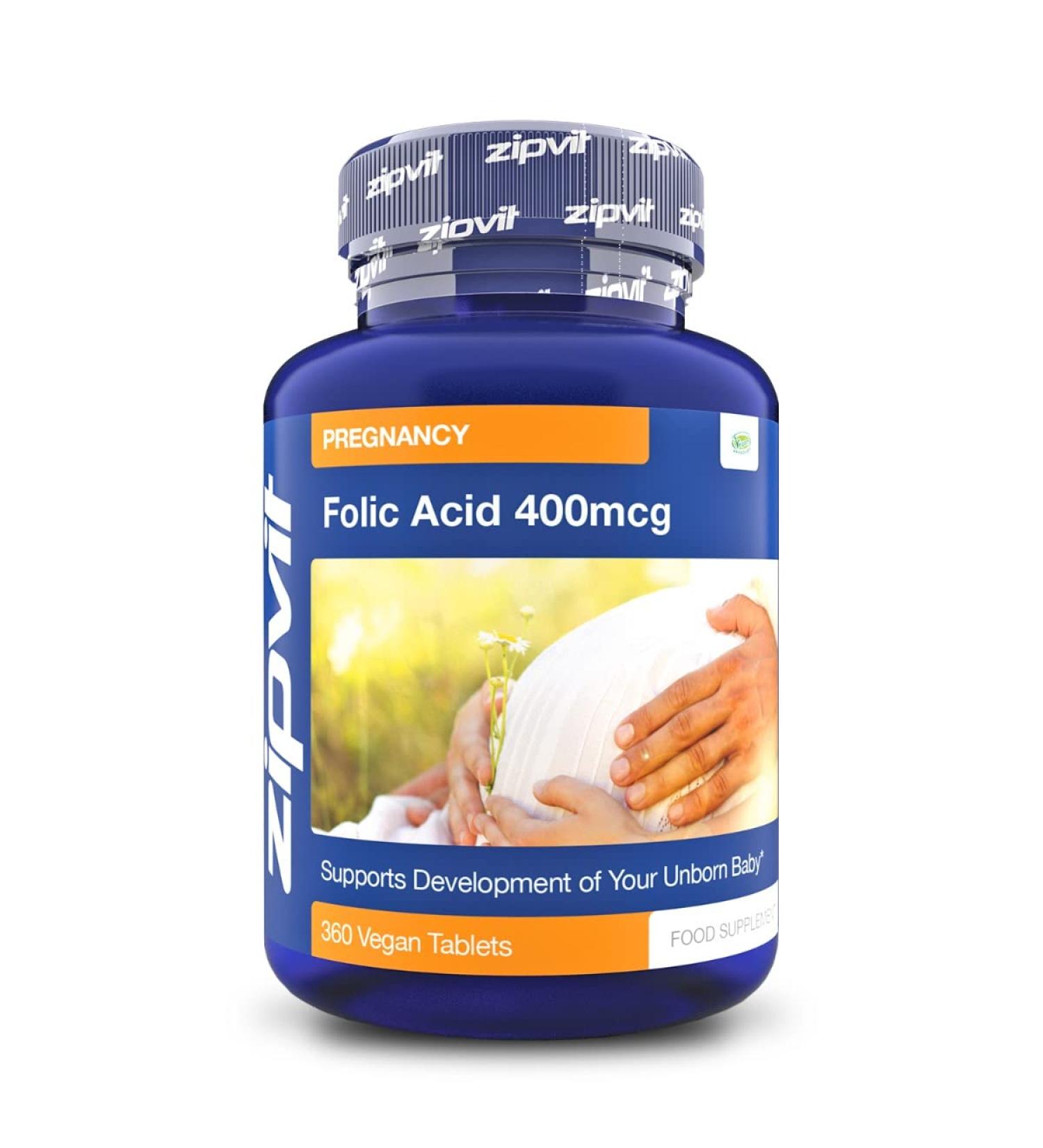 400mcg Folic Acid Folate (Vitamin B9) 360 Vegan Tablets | Prenatal Vitamin for Maternal Tissue Growth | Reduce Fatigue | 1 Year Supply - Buy Online on GoSupps.com