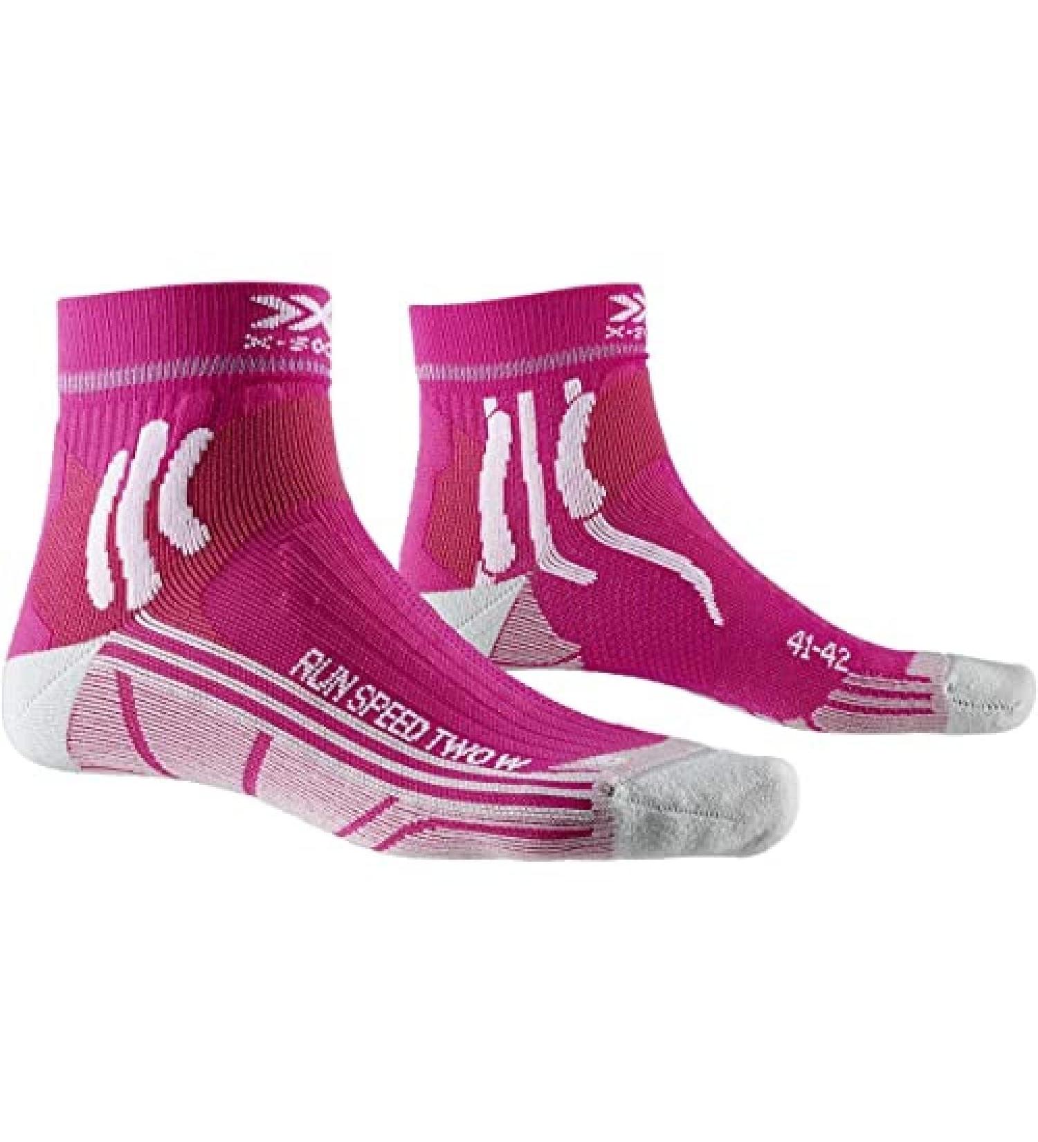 X-Socks Women's Run Speed Two Socks 39-40 Flamingo Pink/Pearl Grey