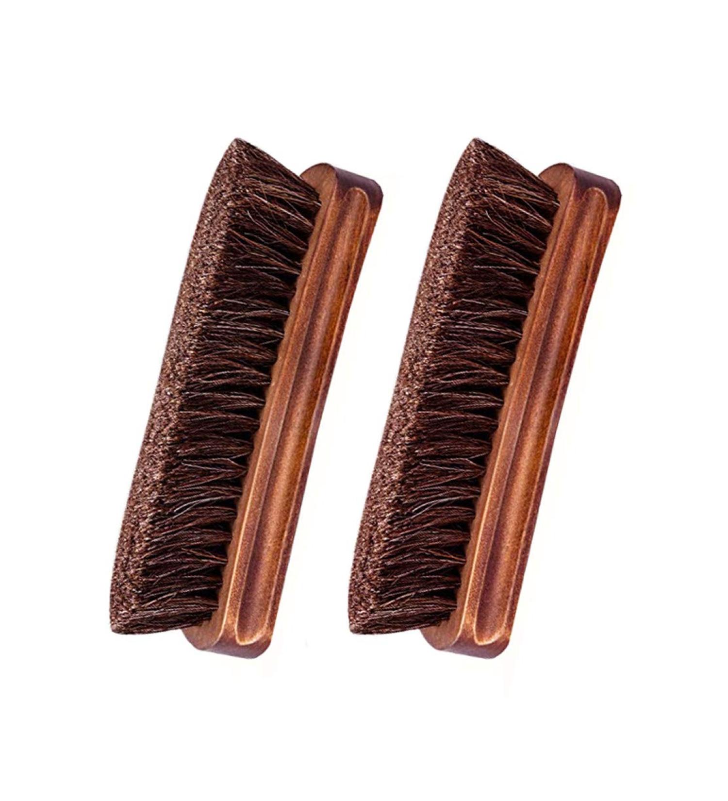 Premium Horsehair Shoe Brush Set - 2pcs Shoe Shine & Polish Brushes for Boots, Shoes, Car Seats & More - Buy Online on GoSupps.com