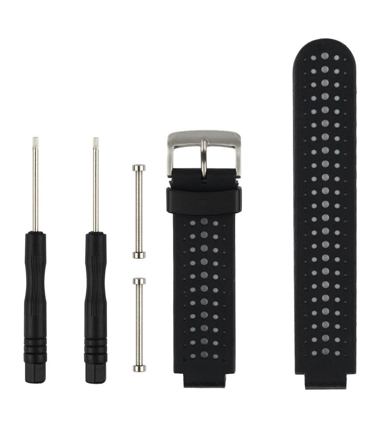 Adjustable Silicone Watch Band for Garmin Forerunner 235 & Approach S20 S5 S6 - Black/White - Buy Online on GoSupps.com