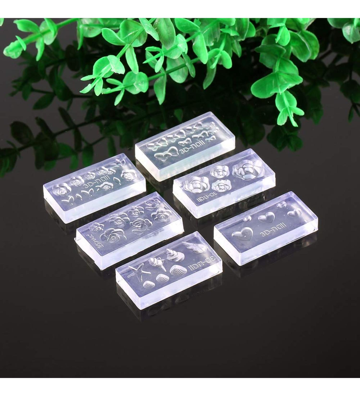 6pcs Nail Art Stencils - Silicone Manicure Fashion Decorations for Creative Nail Designs | International Shipping - Buy Online on GoSupps.com