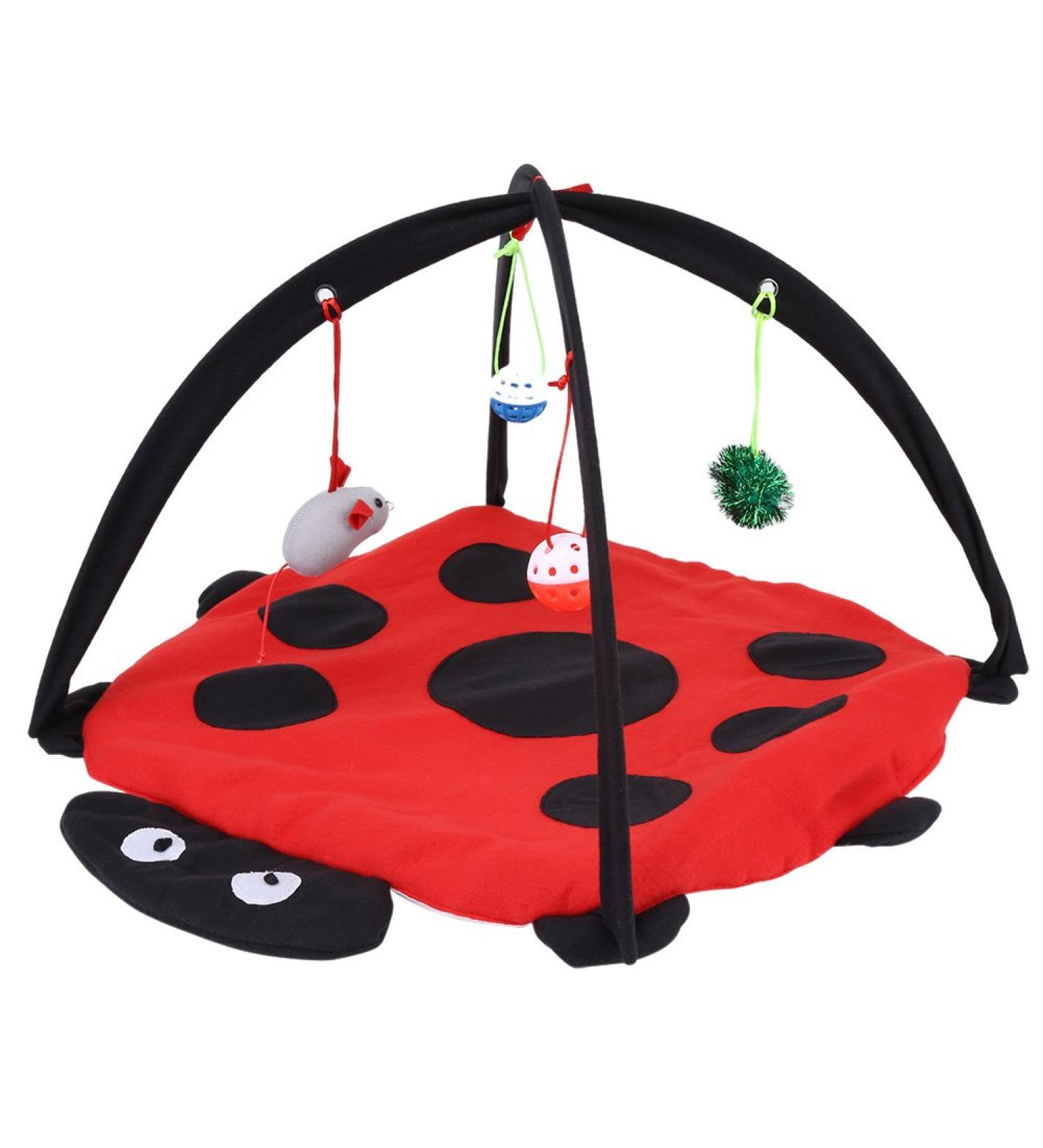 Multifunctional Cat Activity Mat Cat Play Mat with Balls Mouse Hanging Toy Foldable Interactive Play Area Station for Cats Kitten - Buy Online on GoSupps.com