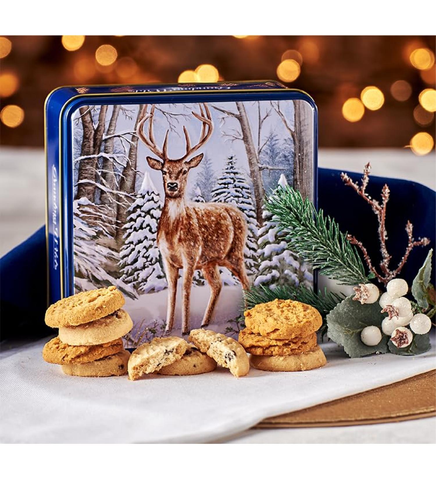 Grandma Wild's Festive Highland Stag Deer in Snowy Wood Embossed Christmas Tin 160g - Buy Online on GoSupps.com