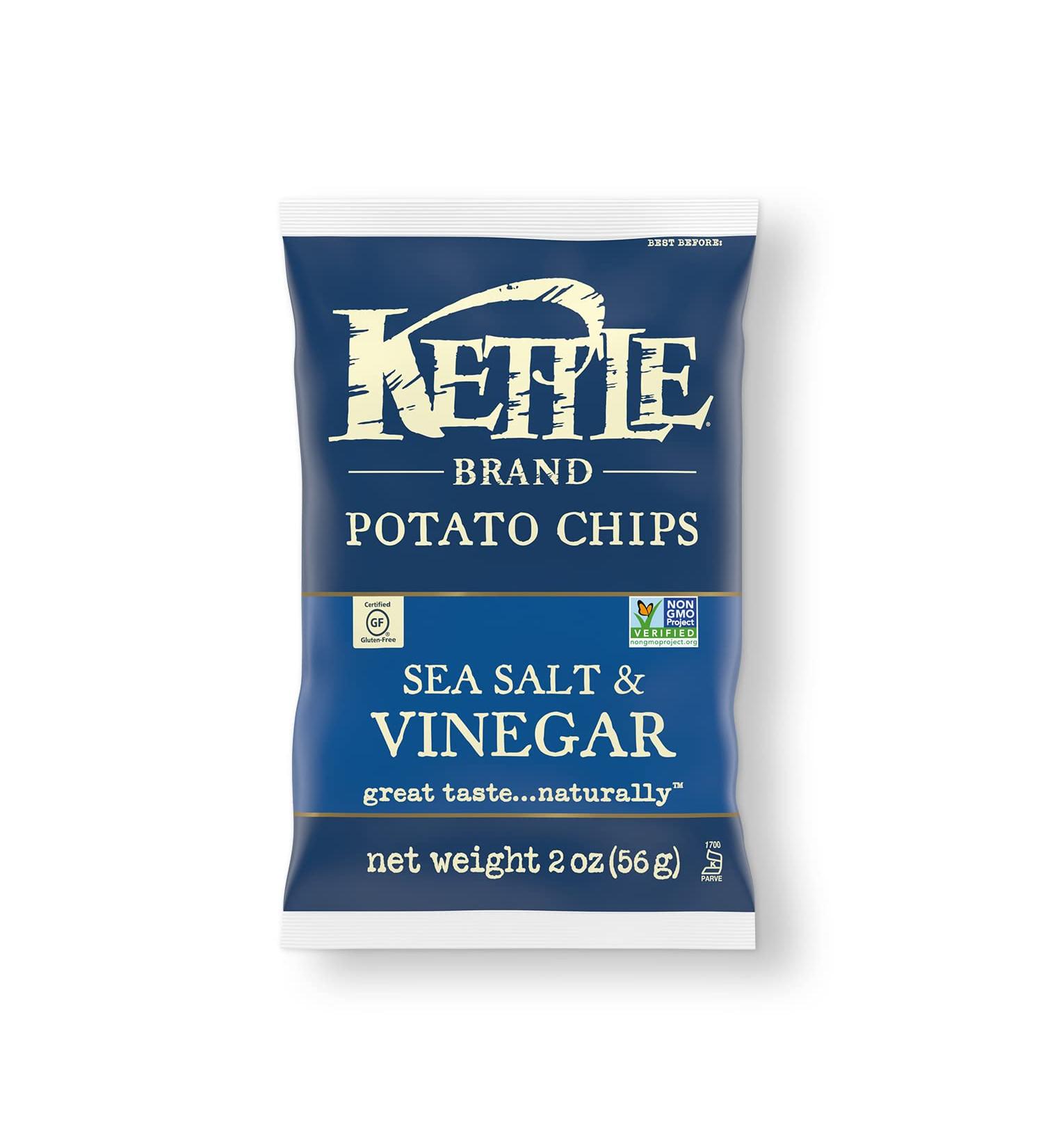 Kettle Brand Sea Salt and Vinegar Potato Chips 2 oz. - Pack of 6 - Buy Online on GoSupps.com
