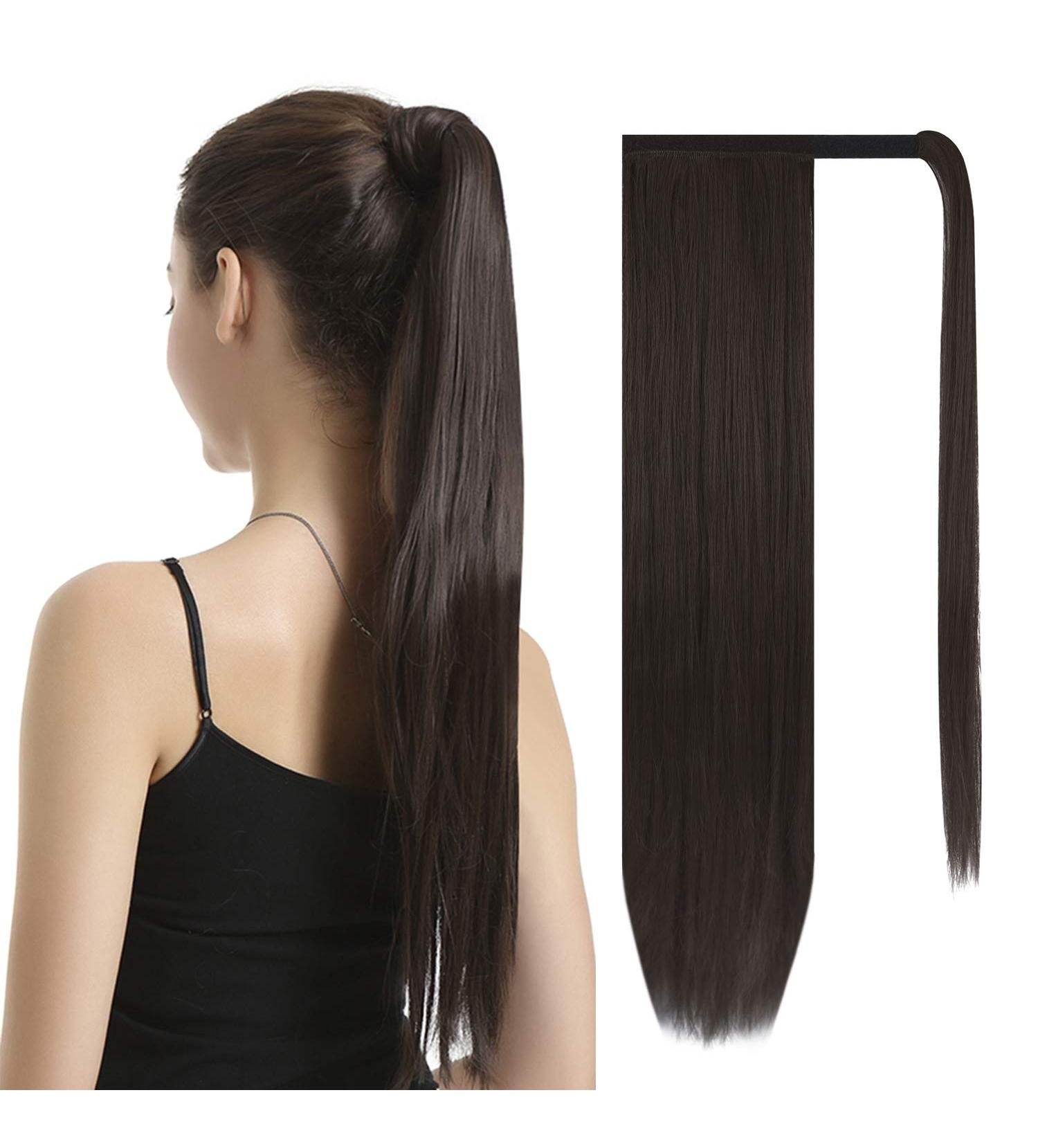 Ponytail Extension 26 Darkest Brown Synthetic Hair Clip-in for Women - Buy Online on GoSupps.com