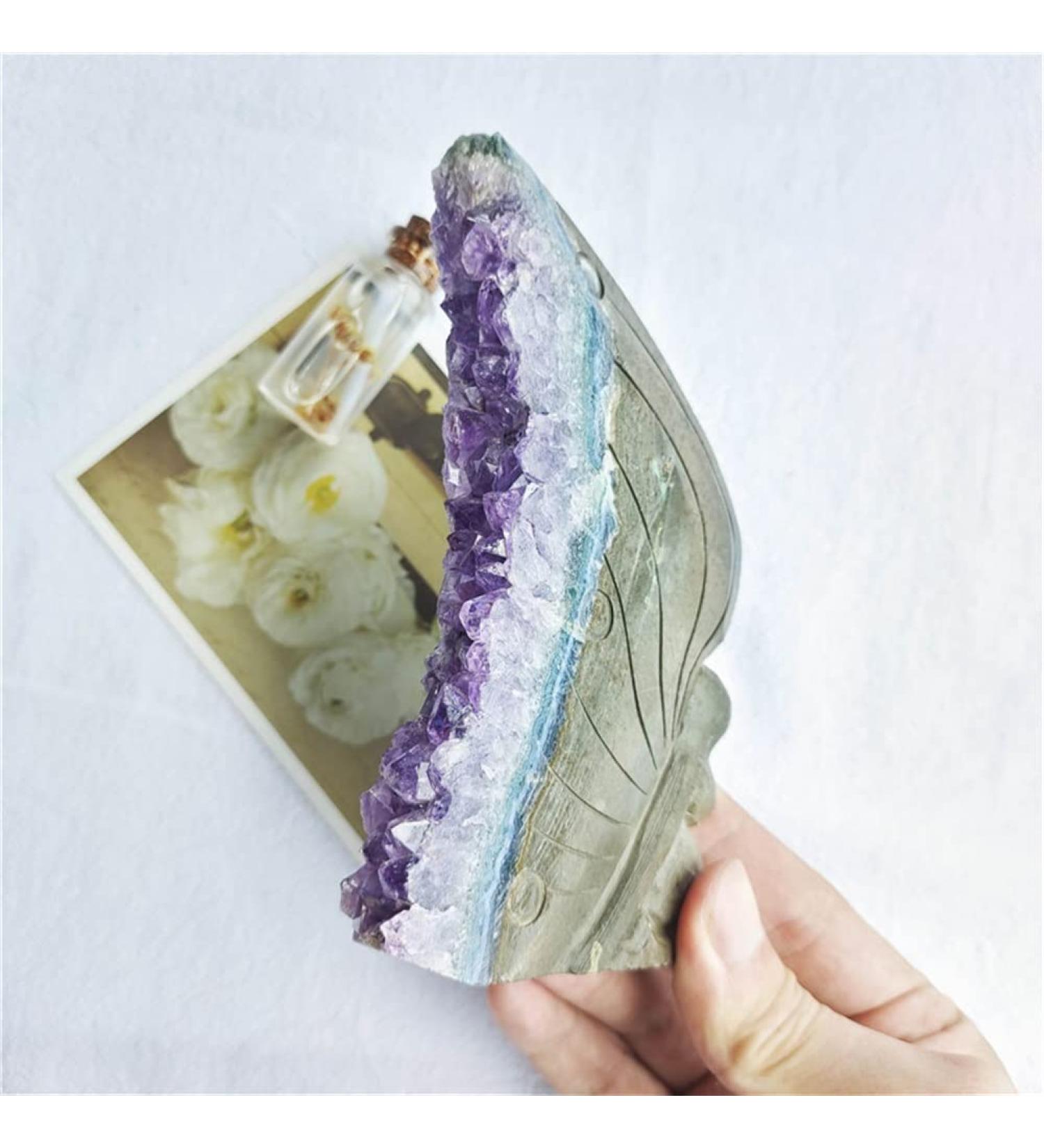 Crystal Rough Specimen Healed Natural Carved Crystal Stone Amethyst Cluster Butterfly Fairy for Home Decor As a Gift 11-12 cm Purple - Buy Online on GoSupps.com