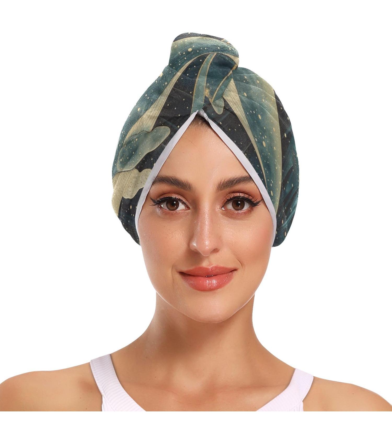 Buy Small Whale in The Sea Hair Towel 2 Pack - Super Absorbent Quick Dry Hair Turbans for Women & Girls - Buy Online on GoSupps.com