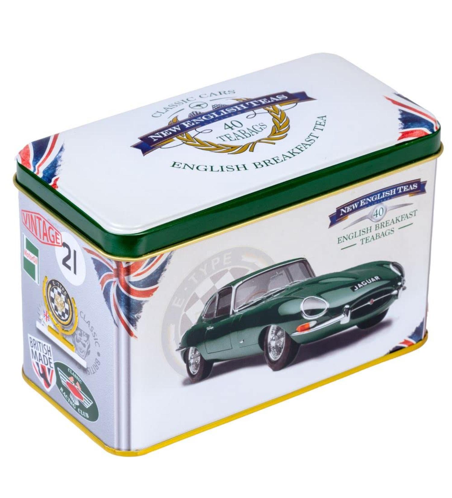 New English Teas Jaguar E-Type Tea Tin - 40 English Breakfast Teabags Earl Grey - Buy Online on GoSupps.com