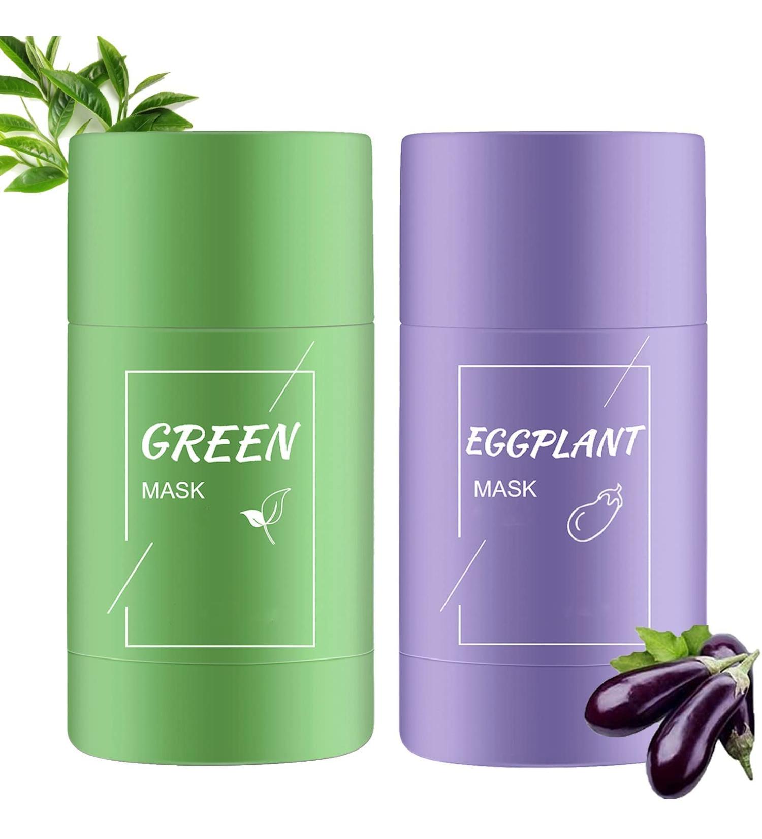 2PCs Green Tea Clay Mask Stick - Oil Control Acne Clearing & Blackhead Remover - Moisturizing Green Tea + Aubergine Formula for Flawless Skin - Buy Online on GoSupps.com