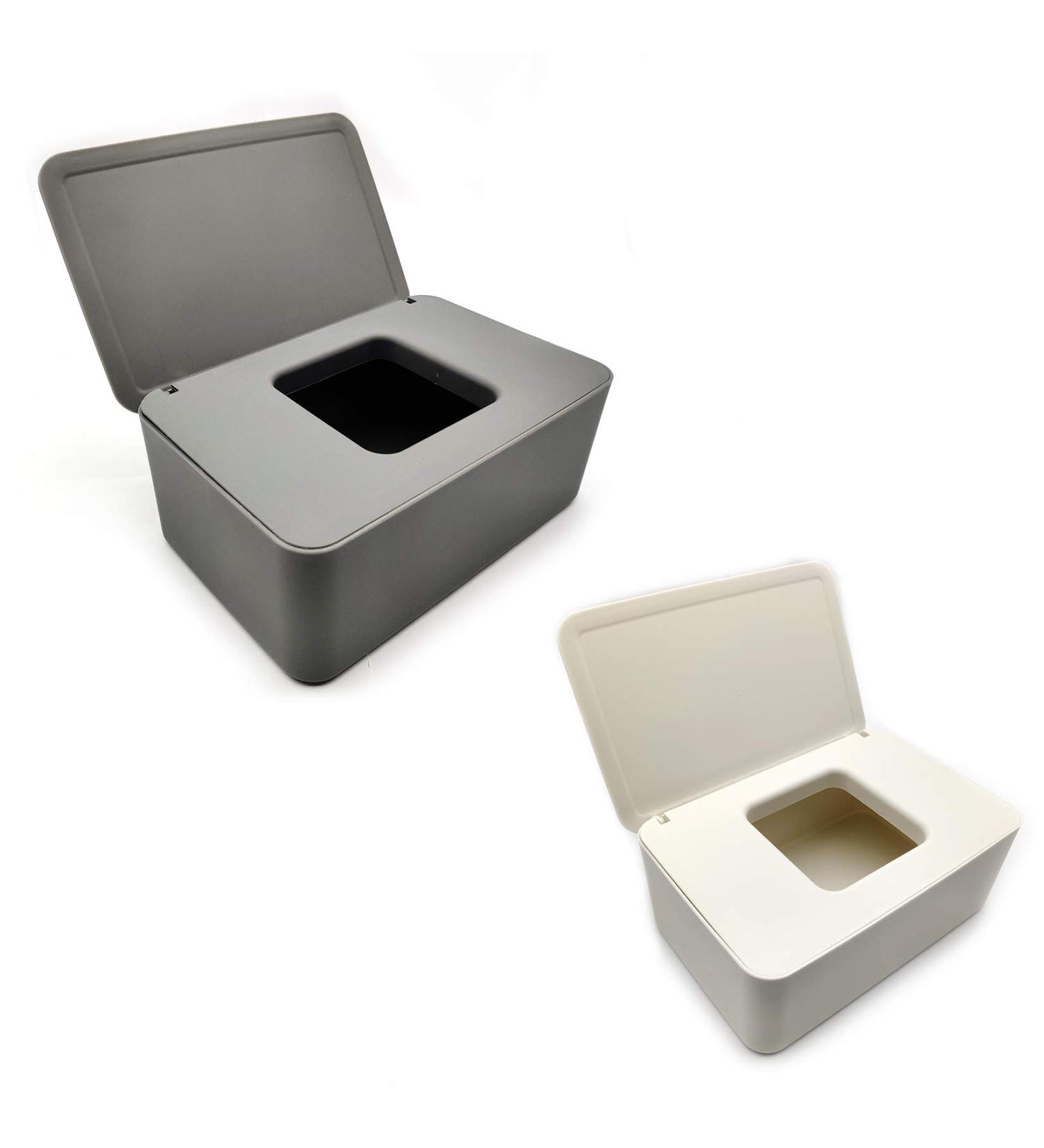 2-Piece Wet Wipes Box Set | Baby Toilet Paper Holder | Towel & Napkin Box with Lid | Gray/White Handkerchief Storage for Home - Buy Online on GoSupps.com