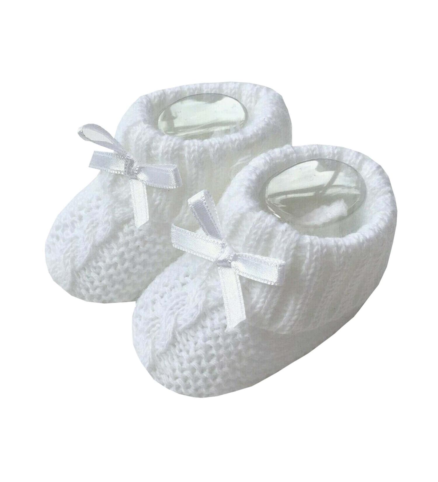 Royal Icon Newborn Baby Booties with Bow | Soft Knitted Bootees for 0-3 Months | White RI354 - Buy Online on GoSupps.com