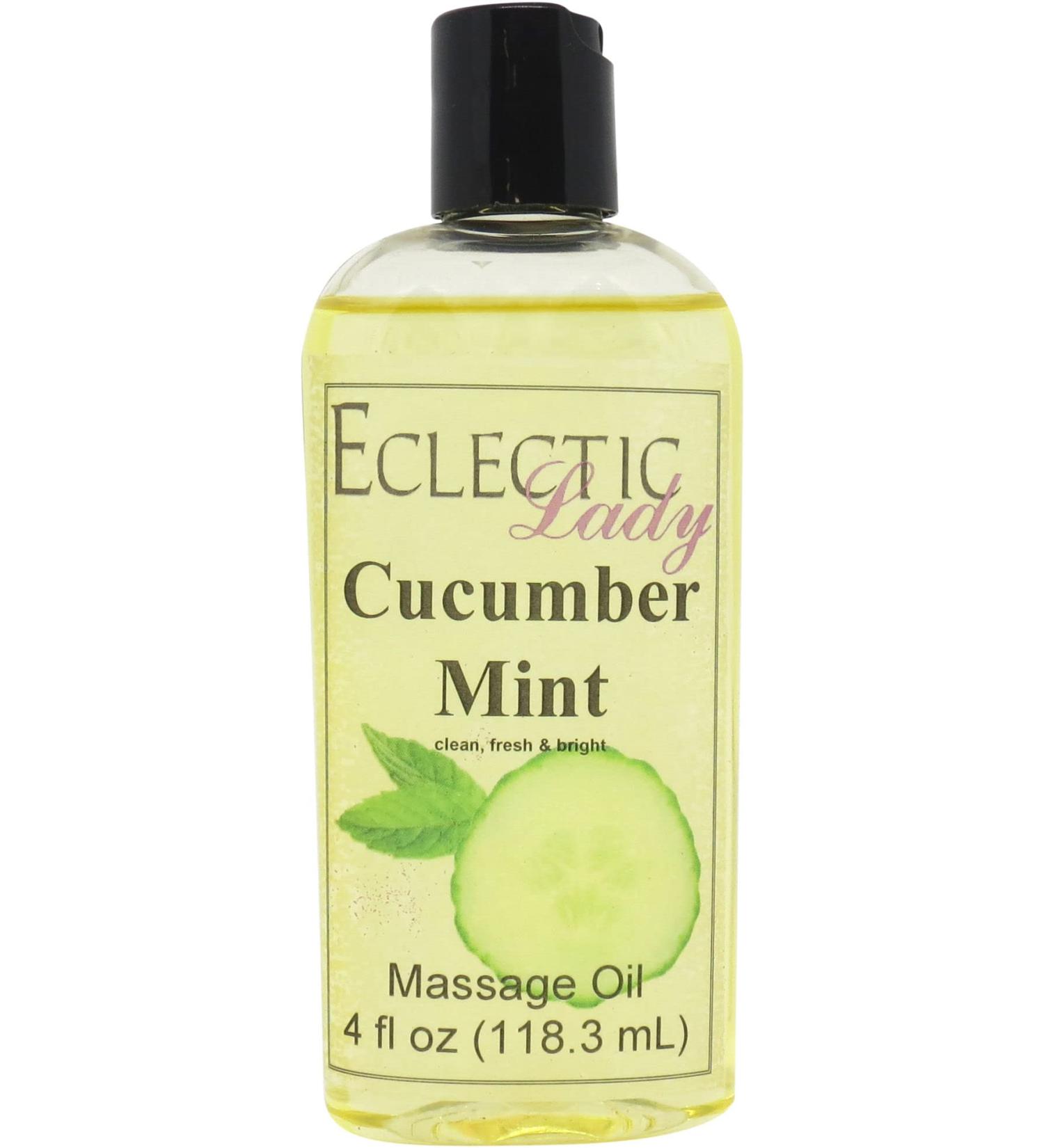 Cucumber Mint Massage Oil 4 oz | Sweet Almond & Jojoba | Aromatherapy & Relaxation | Preservative Free - Buy Online on GoSupps.com