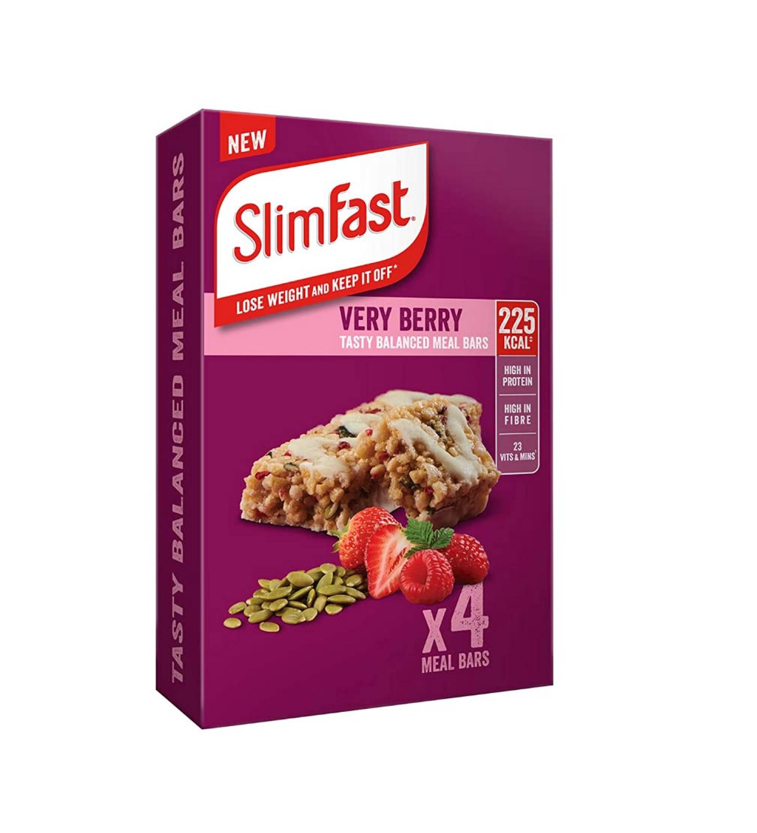 Slim Fast Meal Replacement Very Berry High Protein (4X Box of 4 Total 16 Bars) - Buy Online on GoSupps.com