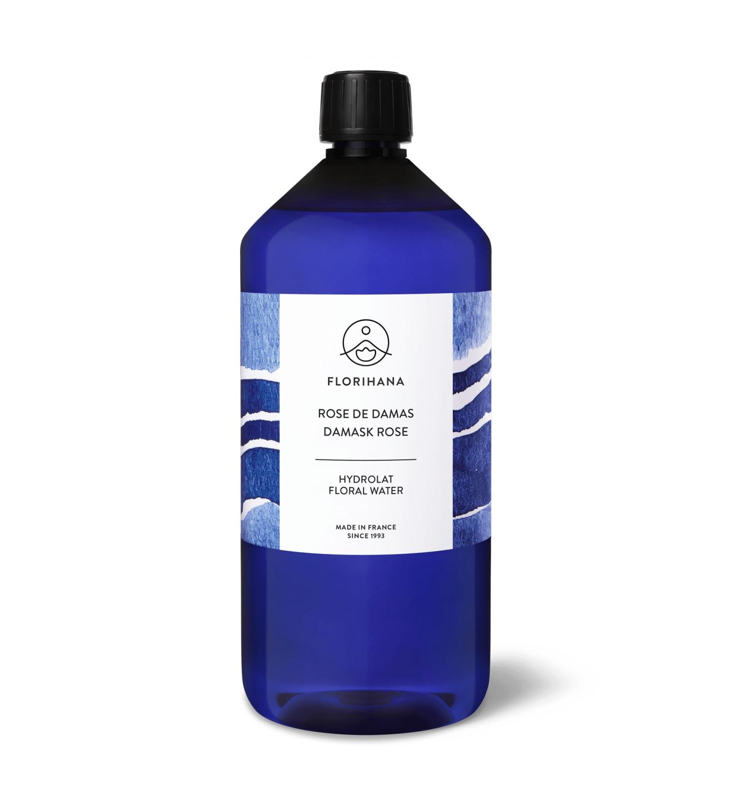 FLORIHANA Hydrolat (Eau Florale) de Rose de Damas BIO 100% Pur & Naturel 1000 ml 1 l (Lot de 1)