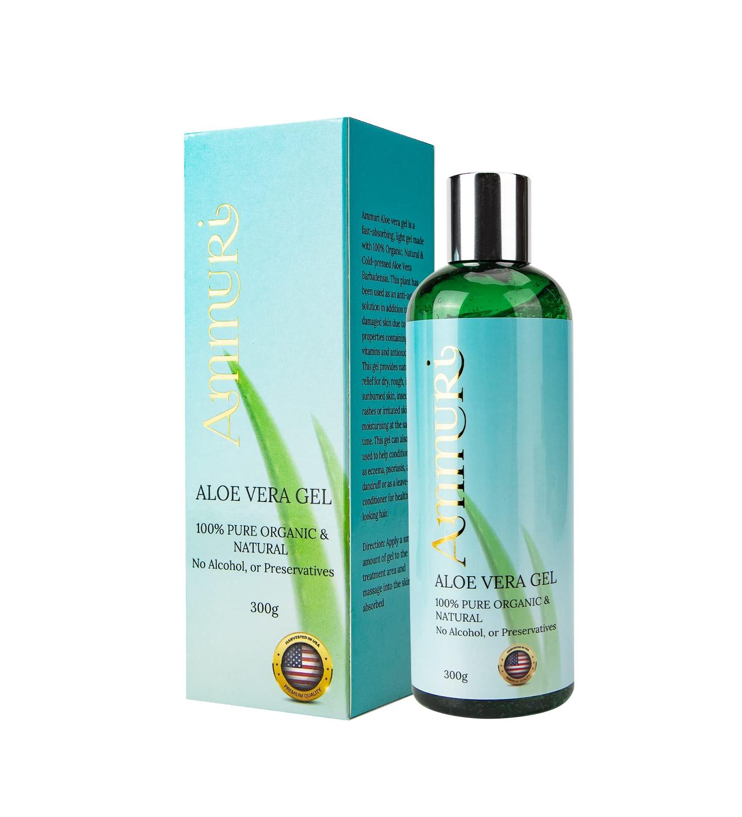 Organic Aloe Vera Gel - 100% Pure from Freshly Cut Aloe - Psoriasis Acne Scar Hair Care - 300 ML Squeeze Bottle - Buy Online on GoSupps.com
