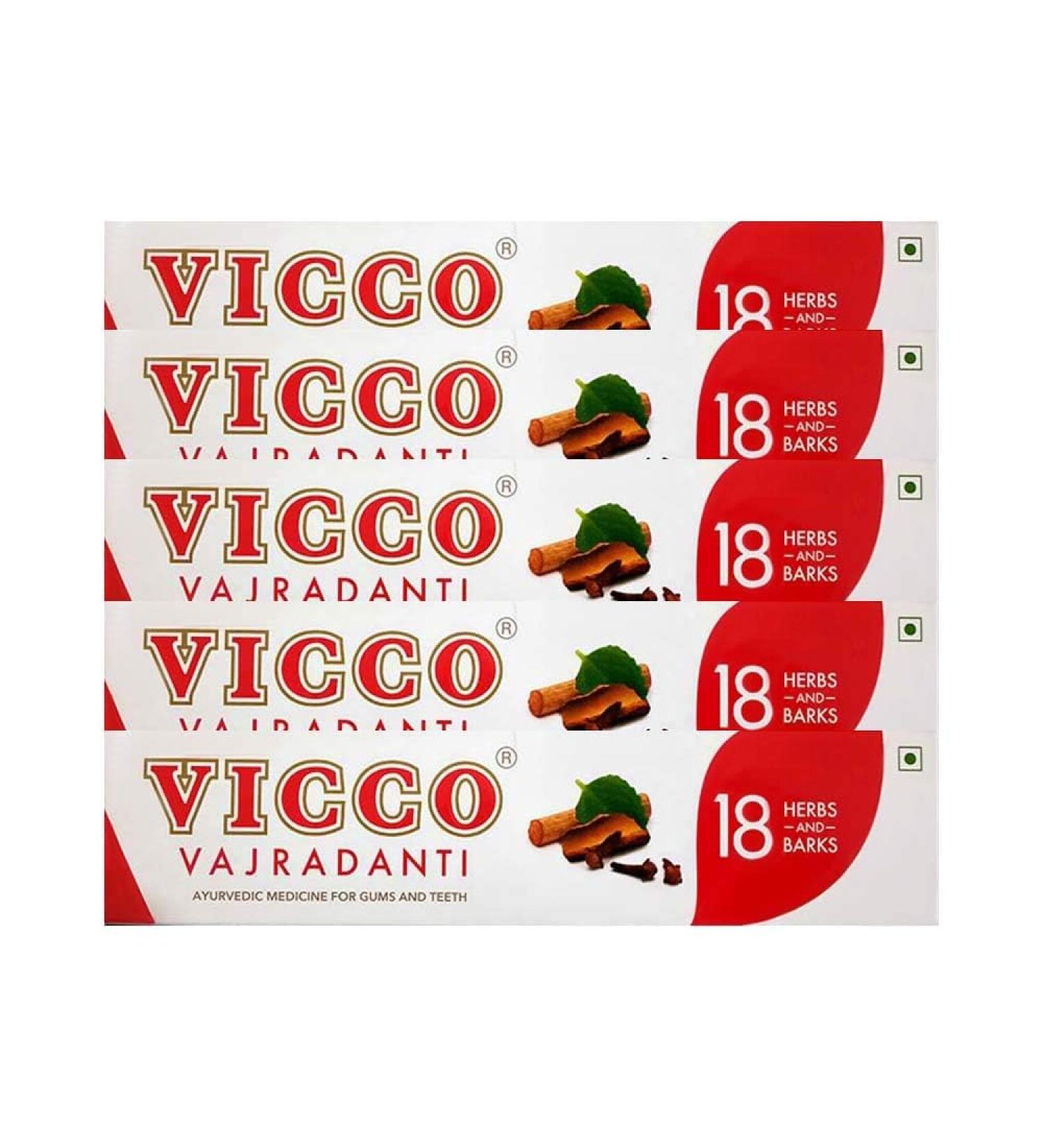 Buy Vicco Herbal Toothpaste Pack of 5 - Natural Ayurvedic Dental Care for Fresh Breath | International Shipping Available - Buy Online on GoSupps.com