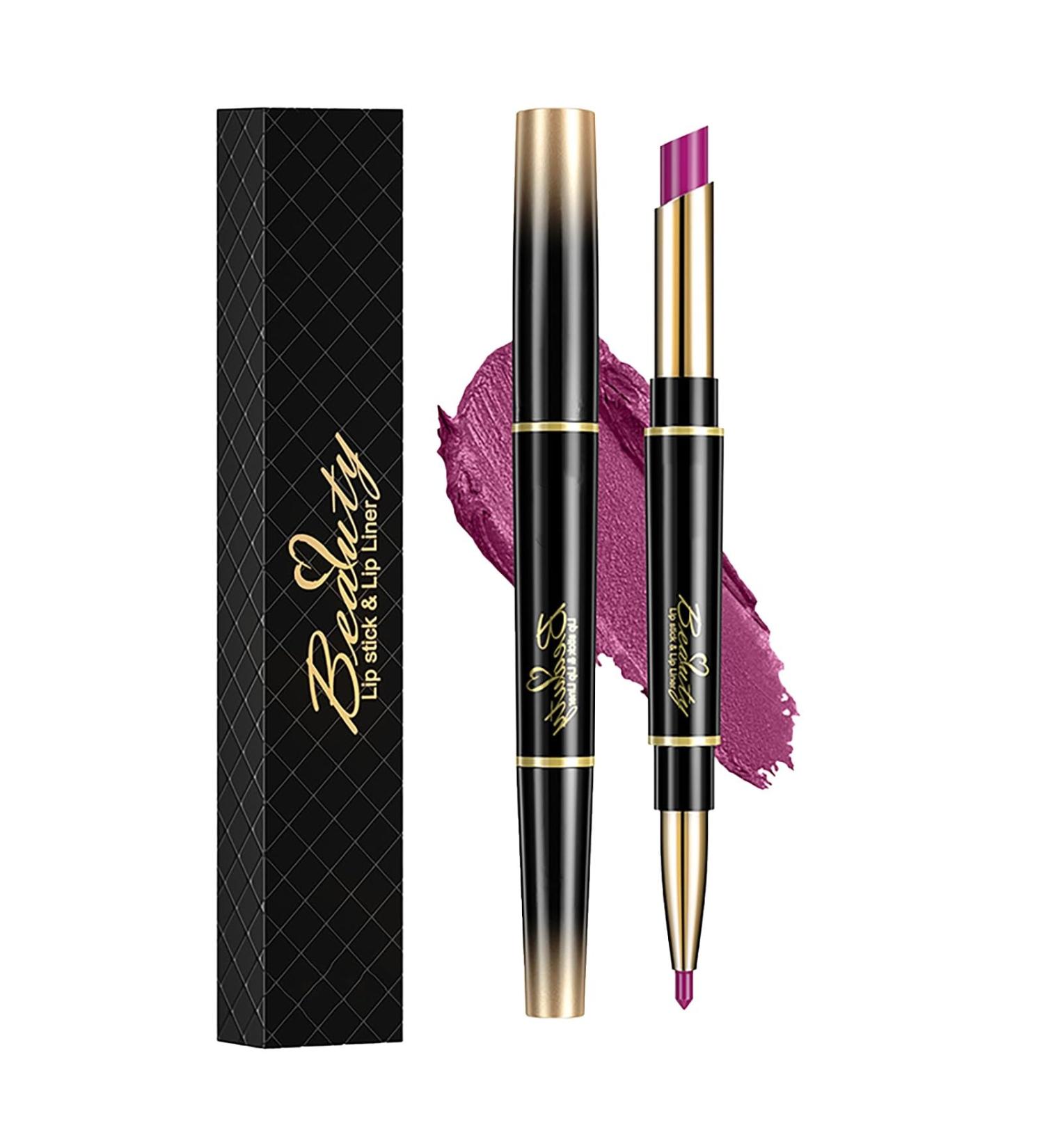 Double Ended Lipstick & Lip Liner Combo - Matte Waterproof Non-Fading 2-in-1 for Women (1pc-#05) - Shop Internationally - Buy Online on GoSupps.com