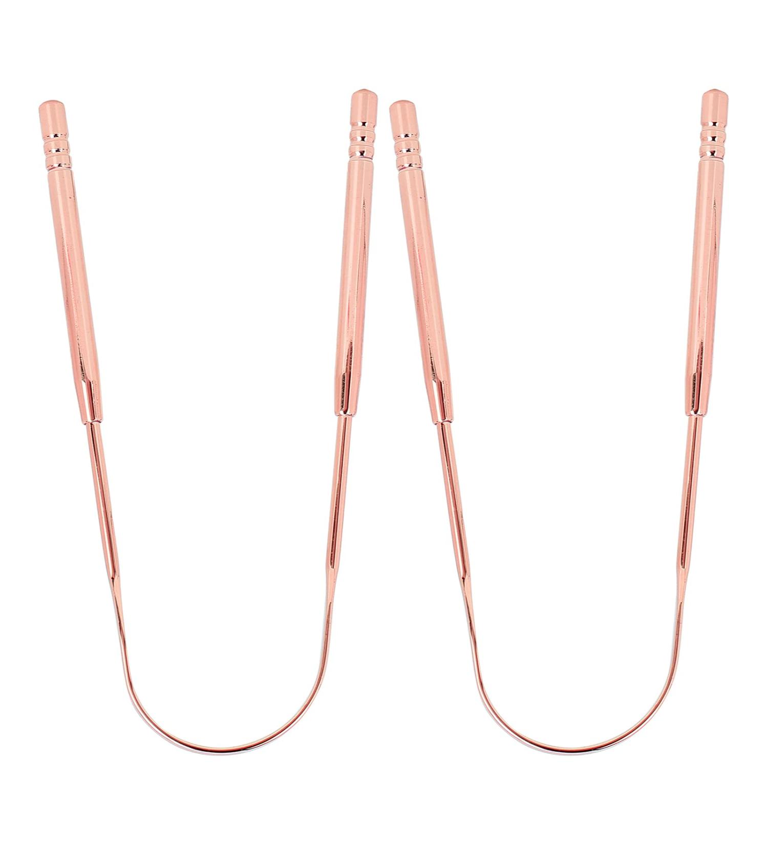 Stainless Steel U Shape Tongue Scraper - Rose Gold 2 Pack | Premium Oral Care Hygiene - Buy Online on GoSupps.com