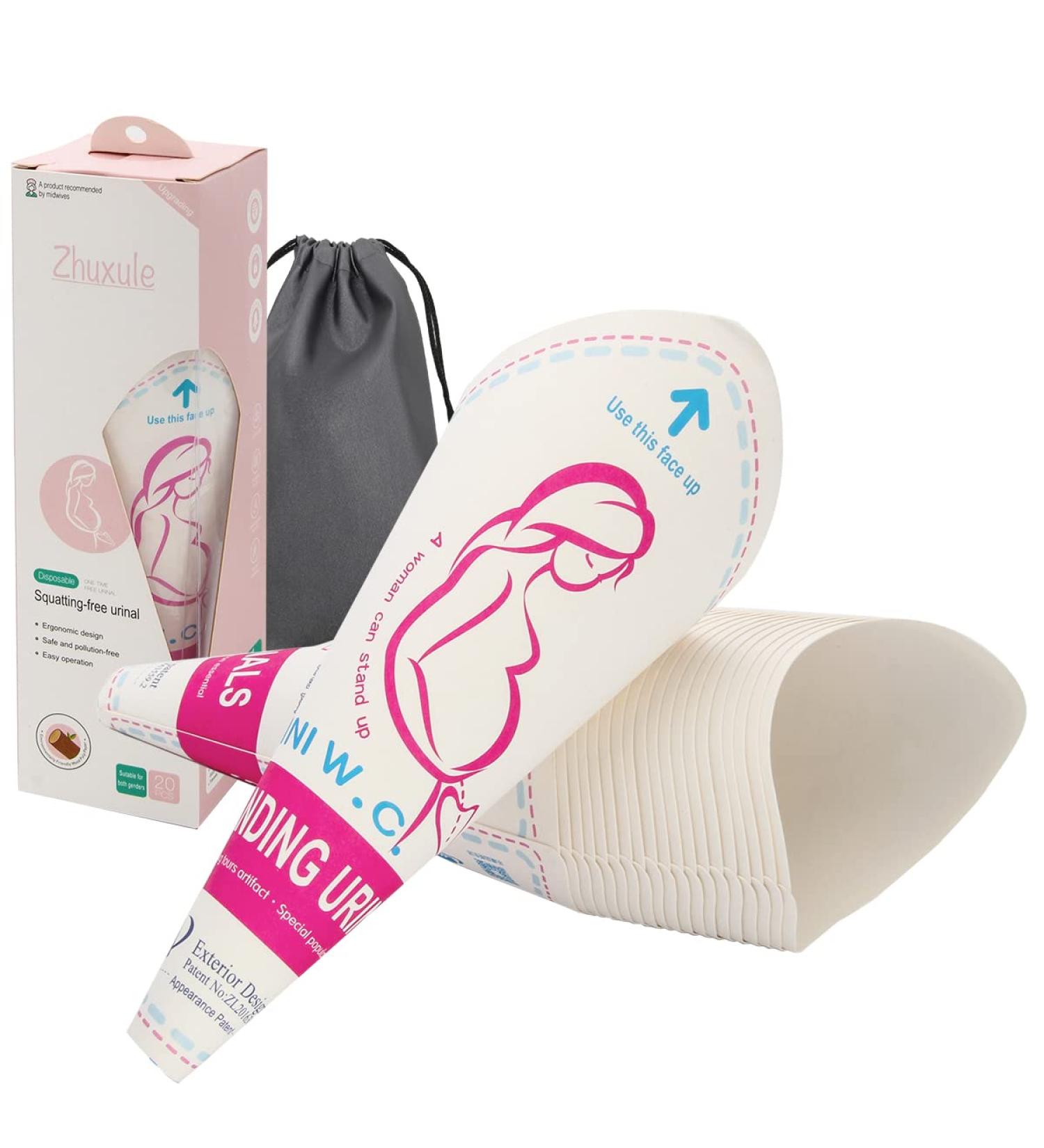 Luxiv 20-Pack Disposable Female Urination Device - Portable Girl Urinal Funnel for Camping, Hiking, and Travel - Waterproof Paper Standing Pee Cup for Women - Ideal for Wounded and Pregnant - Pink - Buy Online on GoSupps.com