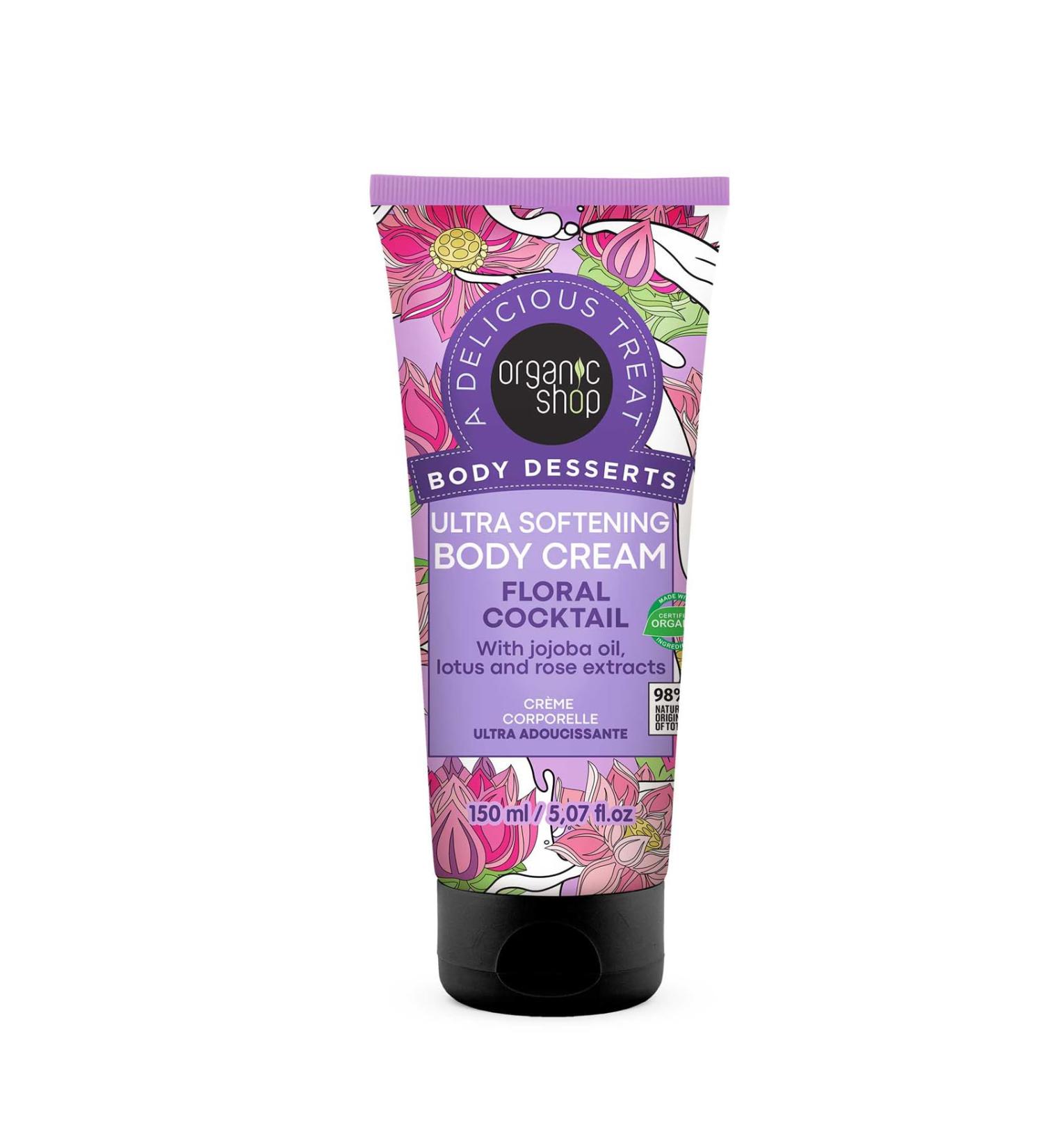 Organic Shop Jojoba Oil Lotus & Rose Extract Ultra Softening & Hydrating Body Cream 100% Vegan & Organic Daily Moisturizer Body Face & Hand Natural Lotion Intensive Care Hydration. 150ml - Buy Online on GoSupps.com