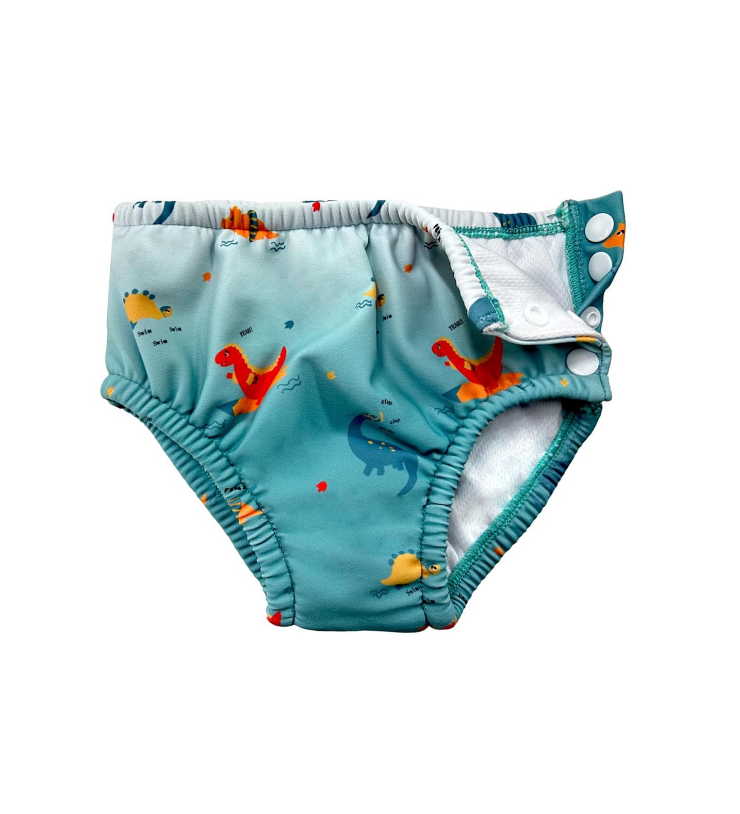Reusable Baby Swimming Diaper - Washable UV Protection Adjustable Snap Green Dinosaurs | 12-18 Months - Buy Online on GoSupps.com