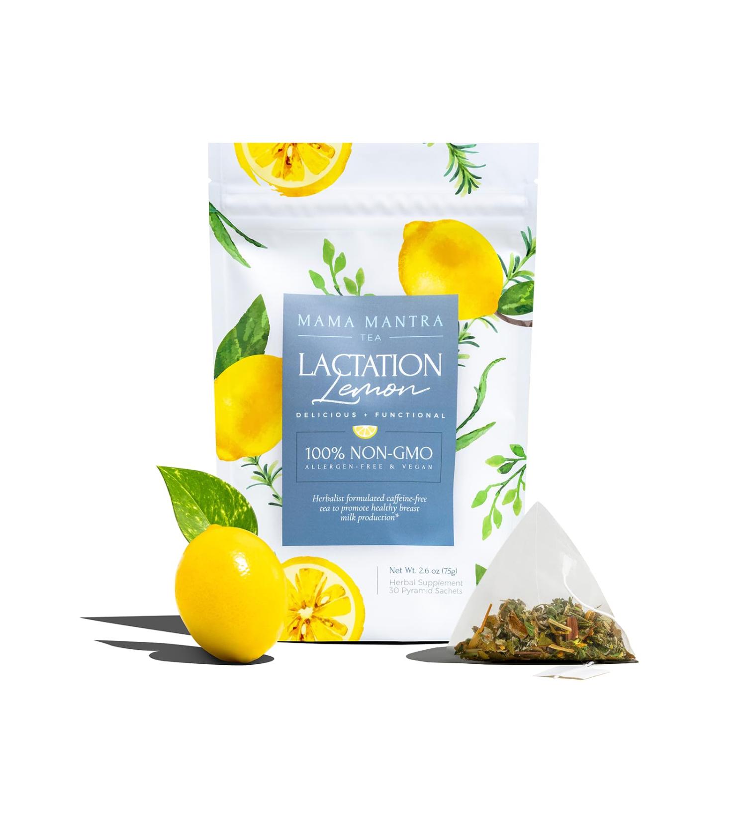 Mama Mantra Lactation Lemon Flavored Tea | Supports Mother's Milk Production for Breastfeeding and Nursing | Organic Ingredients | Mama Owned | 30 Tea Bags - Buy Online on GoSupps.com