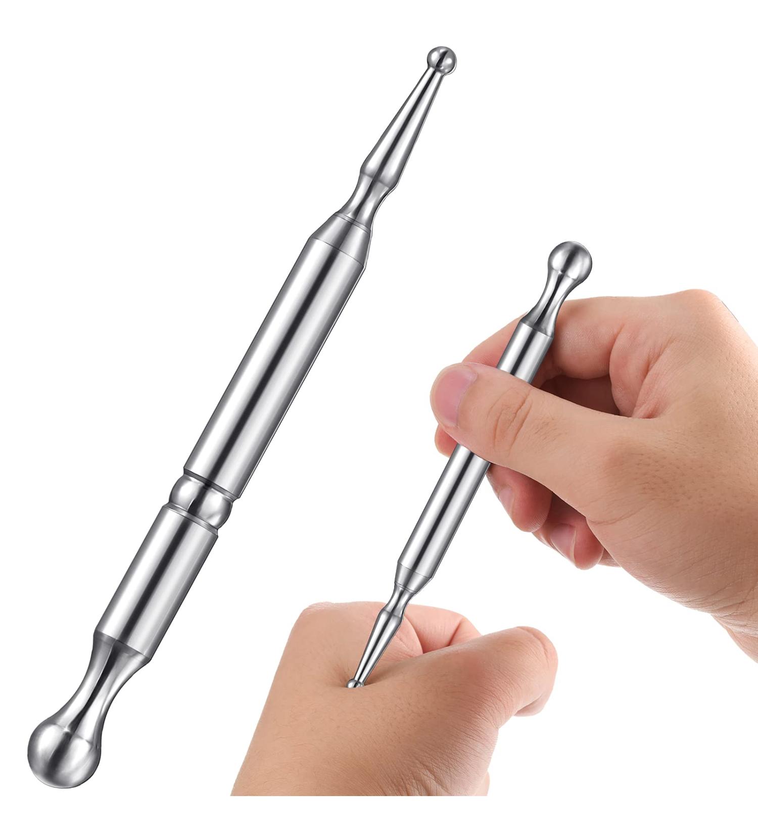 Stainless Steel Acupressure Massage Pen - Deep Tissue Manual Acupuncture Tool for Full Body Relaxation - Buy Online on GoSupps.com