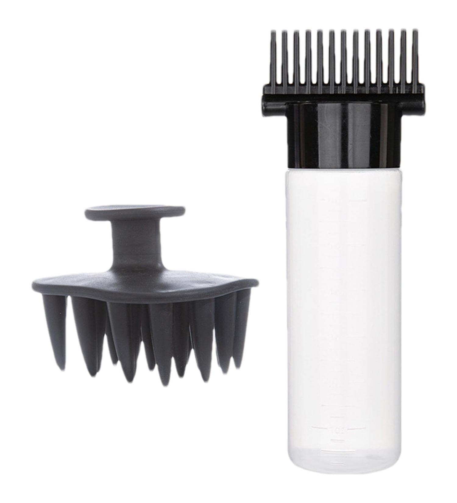 Comb Bottle Applicator | 180ml Portable Oil Comb Applicator Bottle - Scalp Bottle Applicator Hair Oil Bottle with Comb for Hair Hairdressing Coloring Black Third Generation - Buy Online on GoSupps.com