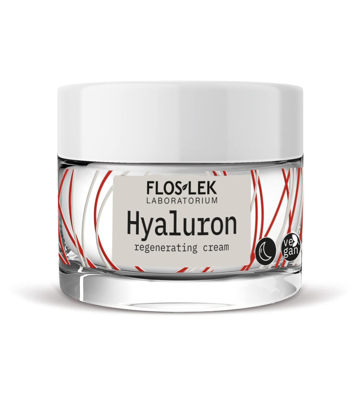 Floslek | HYALURON Regenerating Night Cream | Anti-aging Treatment | Reduces wrinkles | Provides moisture to the skin | Natural Cosmetic | 50 ml - Buy Online on GoSupps.com
